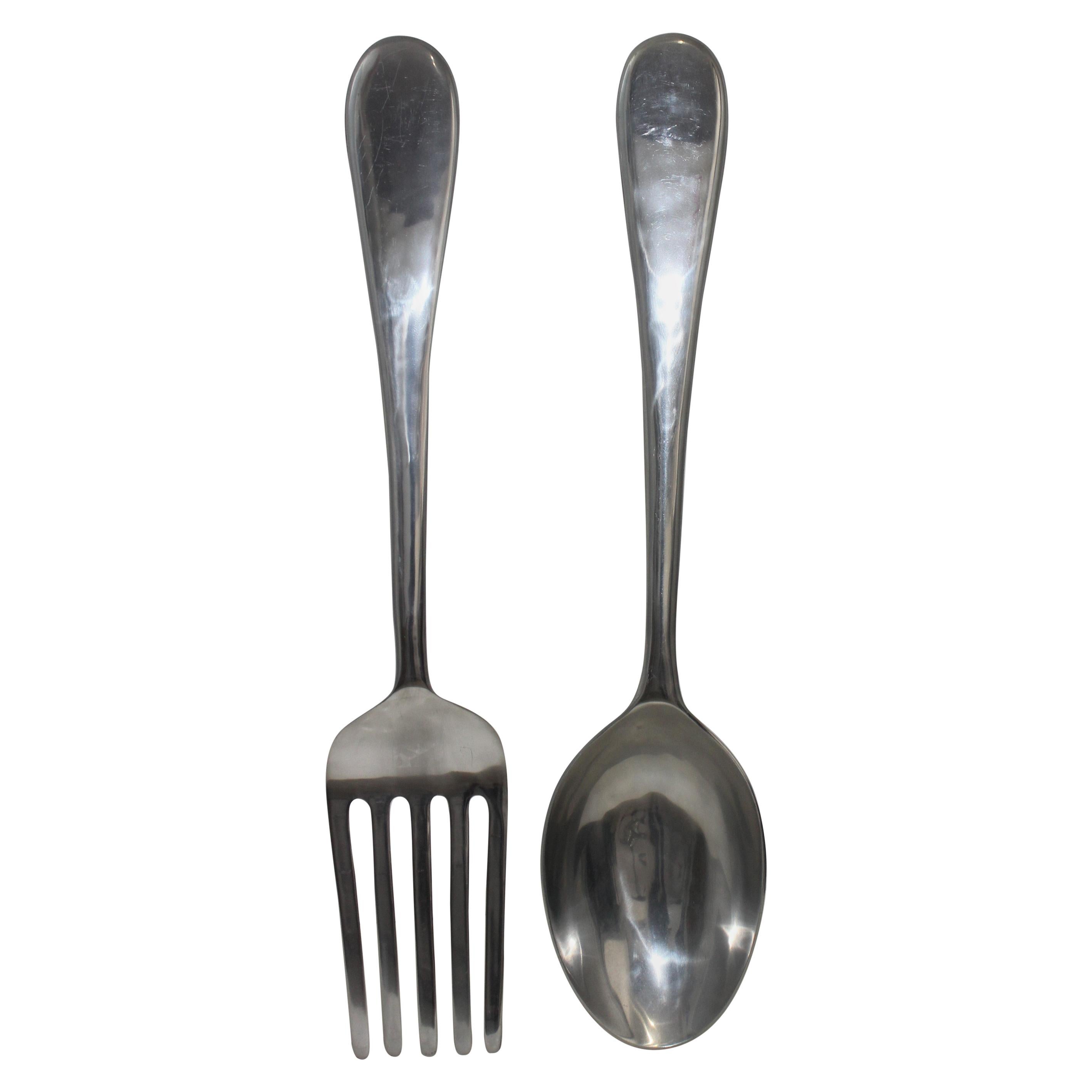 Curtis Jere Fork and Spoon Wall Sculptures, a Set of 2