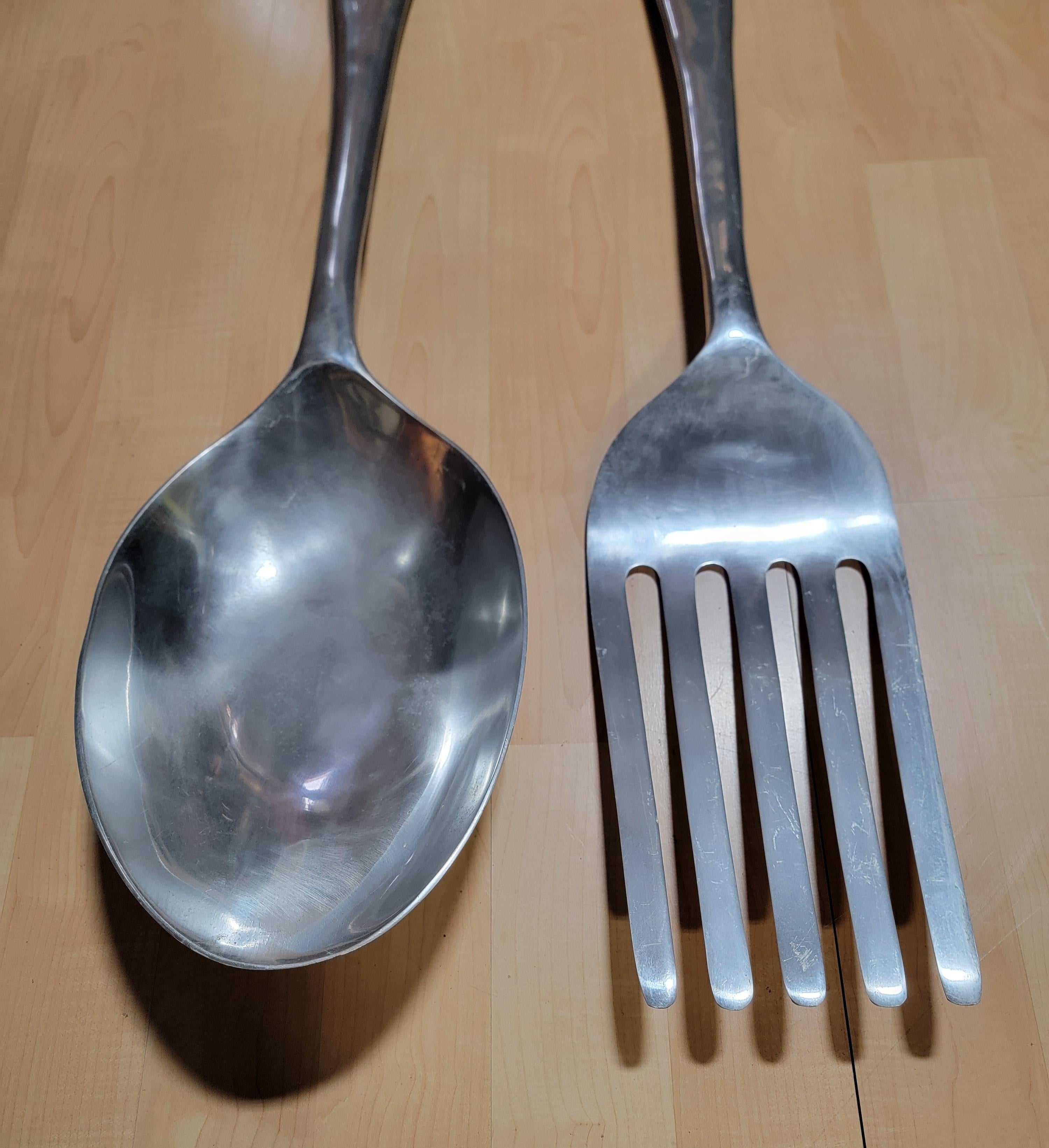 Mid-Century Modern Curtis Jere Fork & Spoon Wall Sculpture Large-Scale For Sale