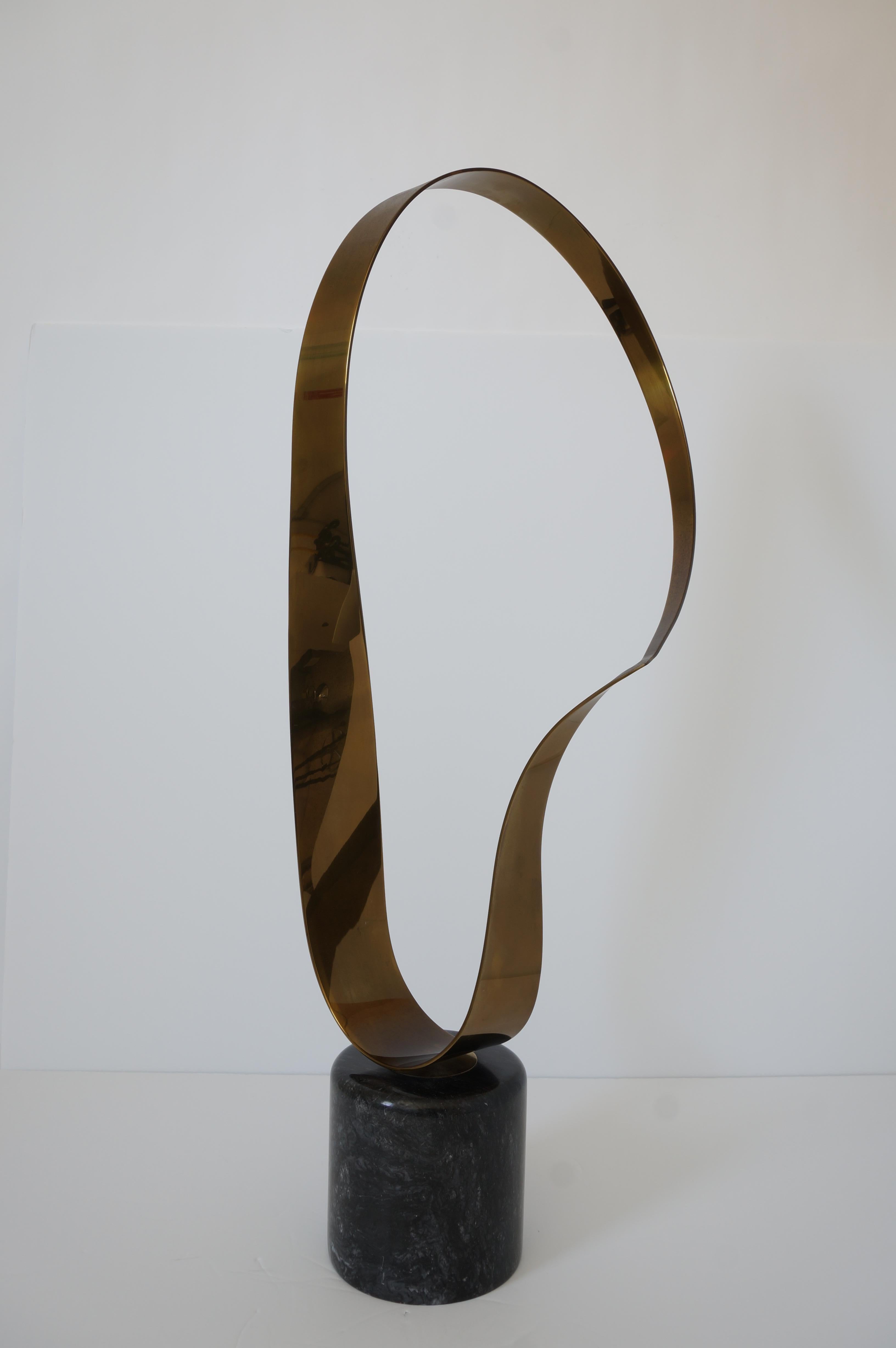 Patinated Curtis Jere Free-Form Ribbon Sculpture