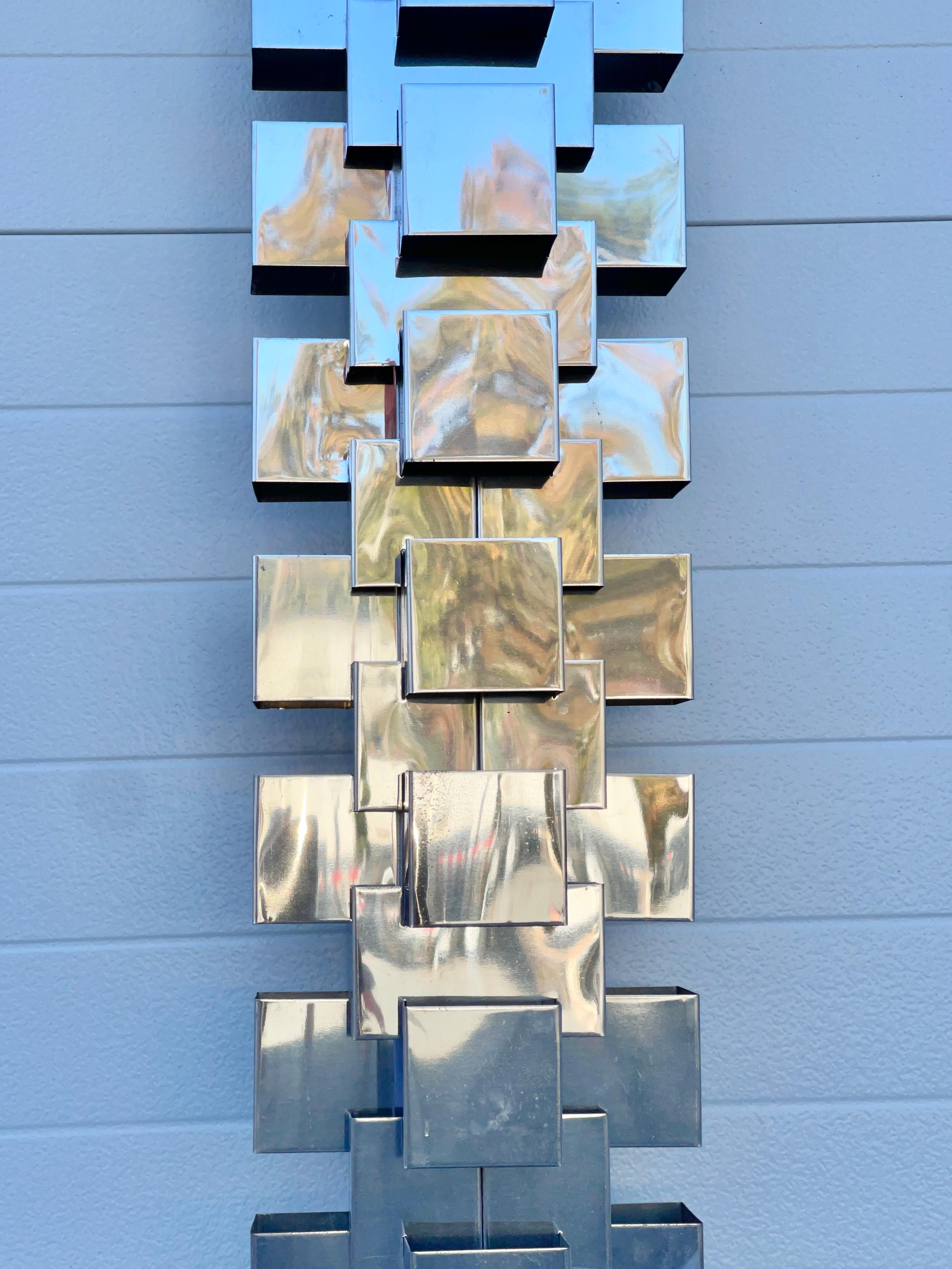 Geometrische Stehlampe mit Wolkenkratzer aus poliertem Edelstahl von Curtis Jere im Angebot 11