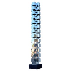 Curtis Jere Geometric Polished Stainless Skyscraper Floor Lamp