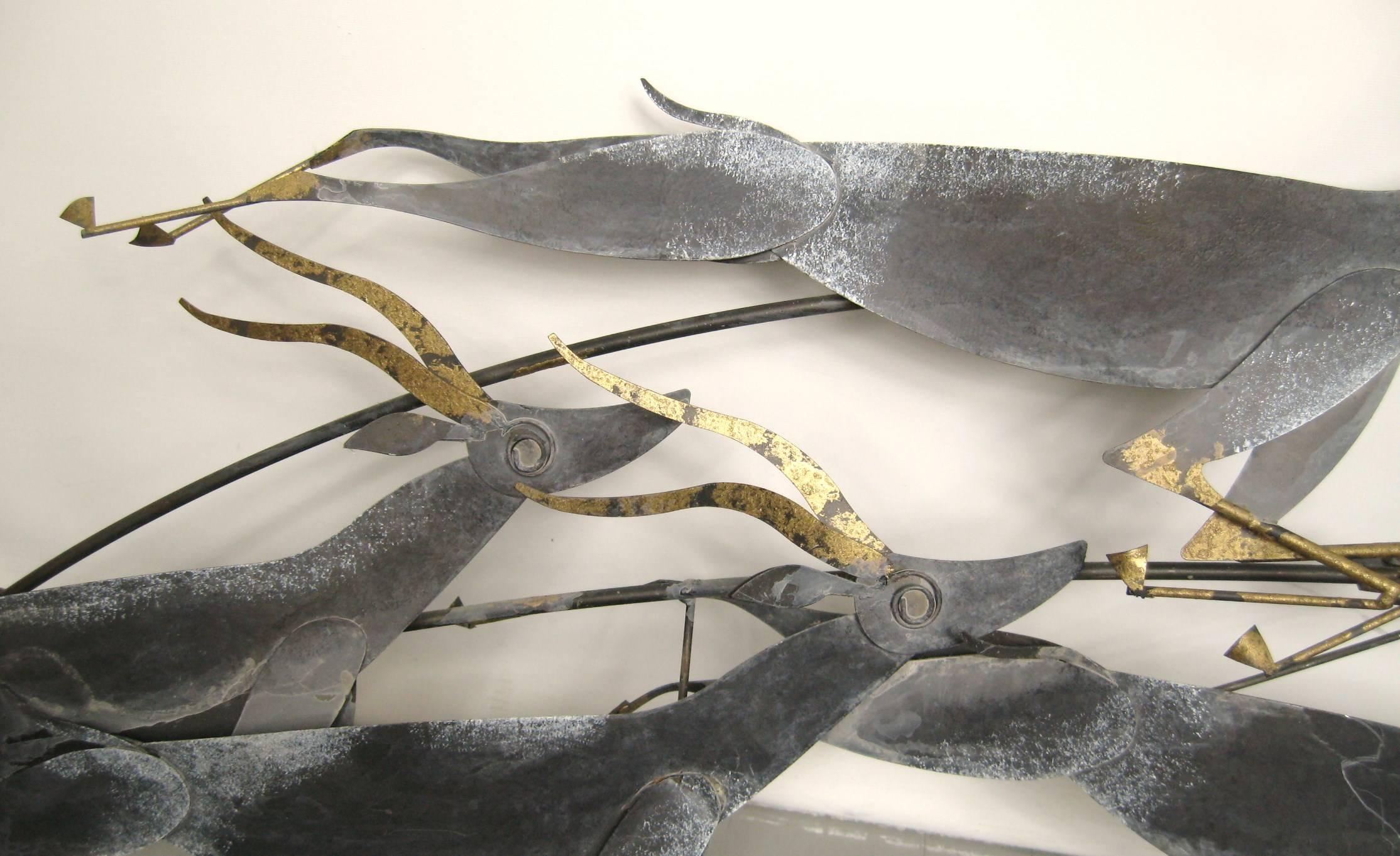 Late 20th Century Curtis Jere Wall Sculpture Herd of Running Gazelles  For Sale