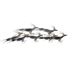 Curtis Jere Wall Sculpture Herd of Running Gazelles