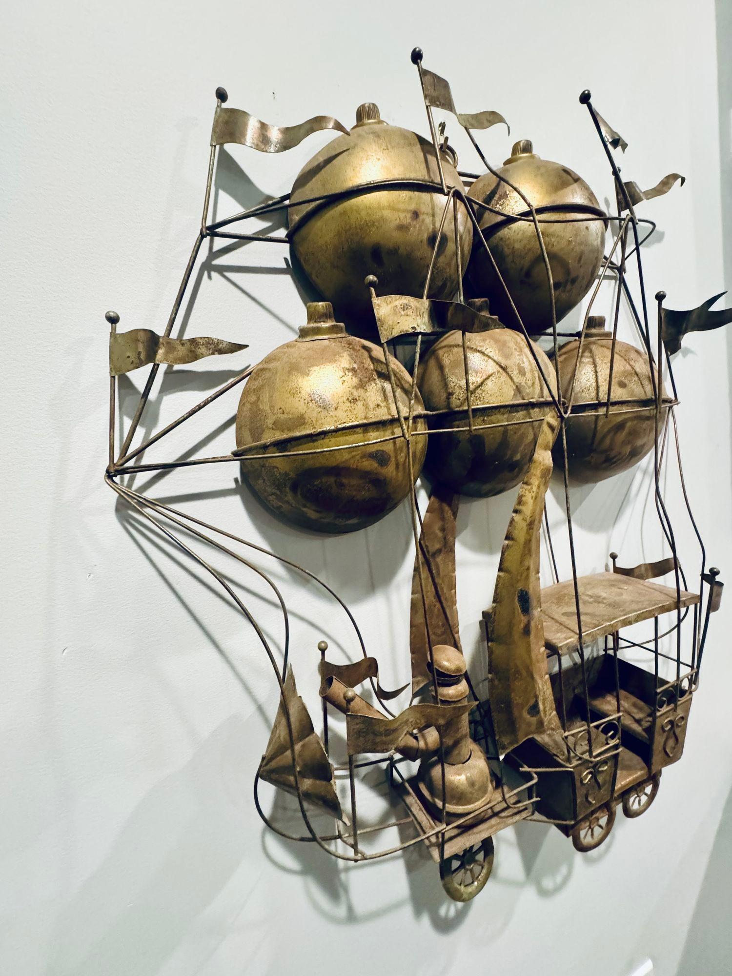 Mid-Century Modern Curtis Jere Hot Air Balloon Wall Sculpture For Sale