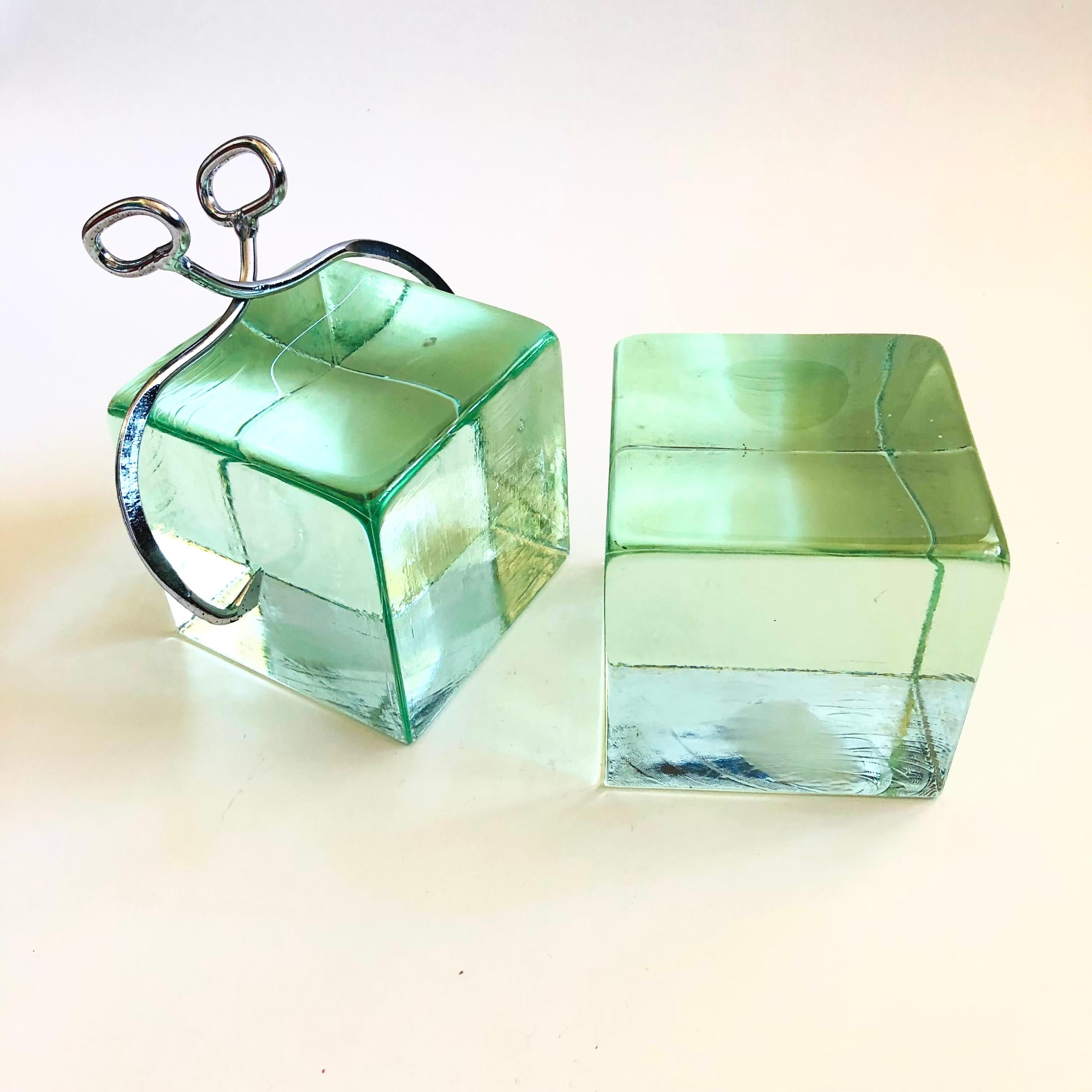 Curtis Jere Ice Block Bookends In Good Condition For Sale In Fairfield, CA