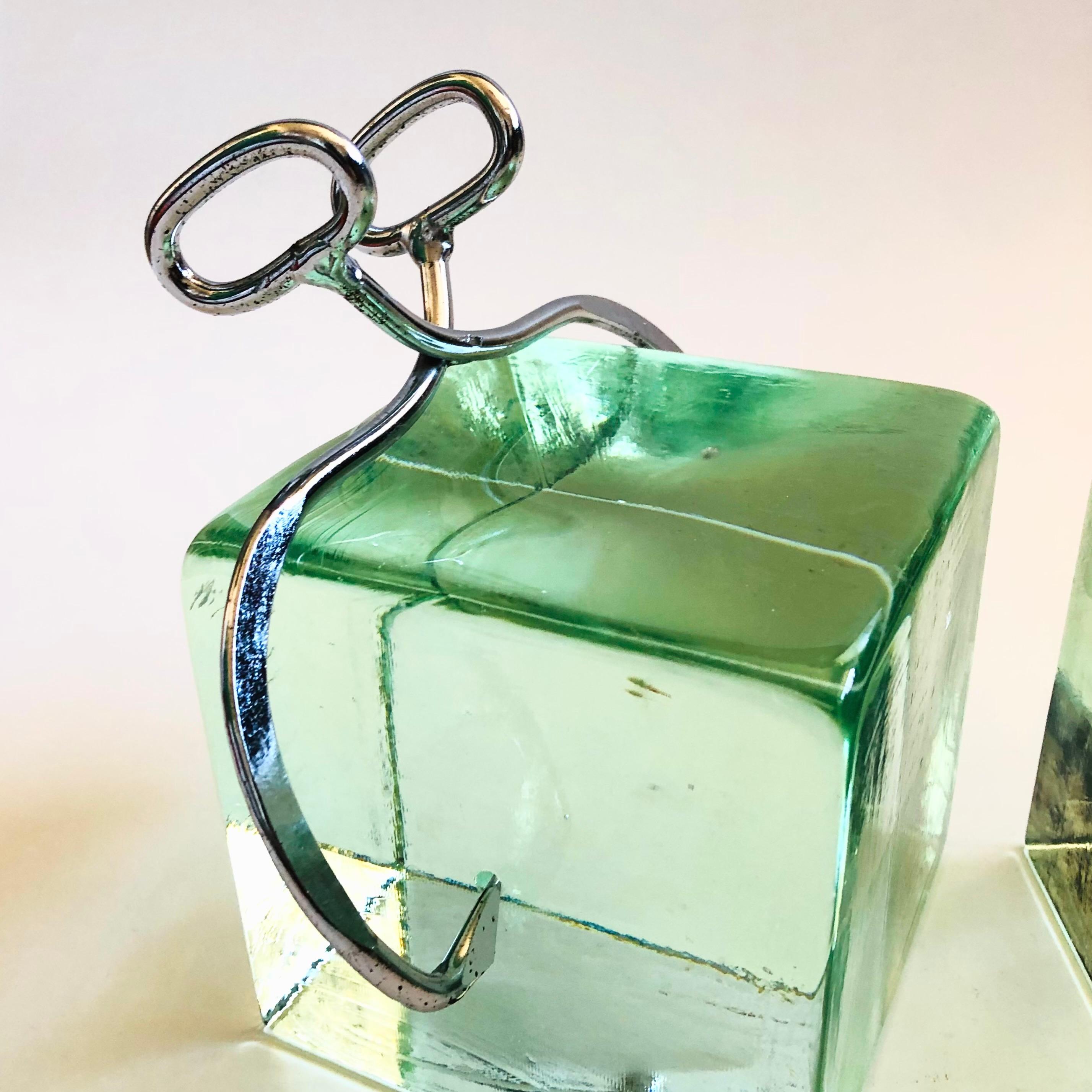 20th Century Curtis Jere Ice Block Bookends For Sale