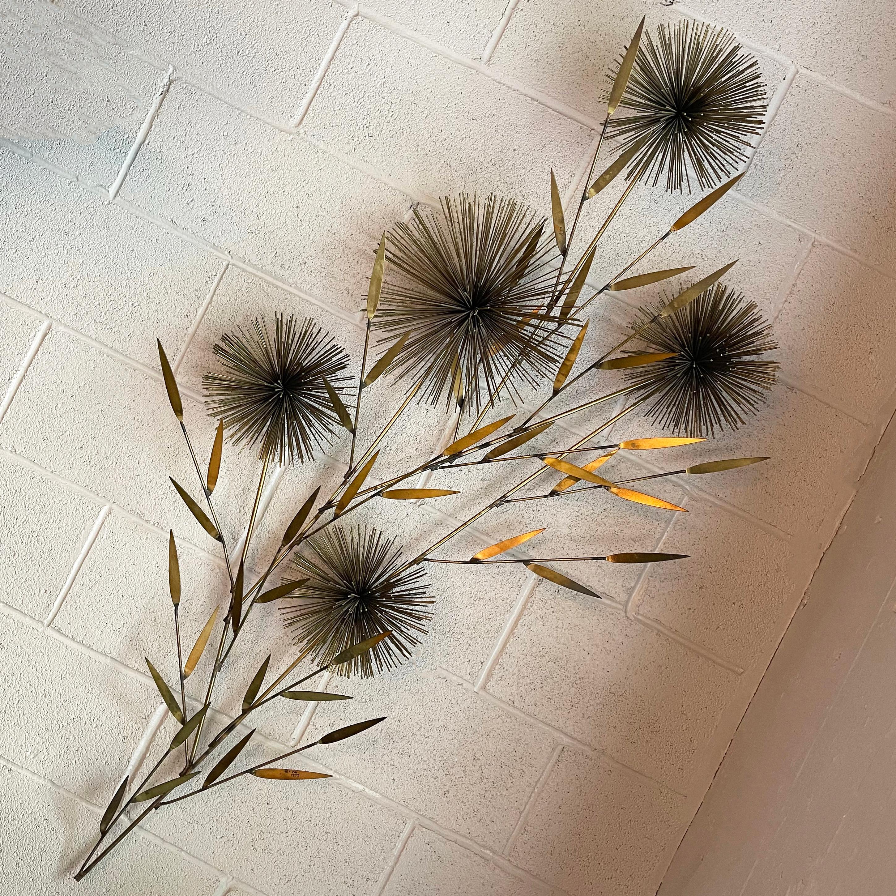 20th Century Curtis Jeré Large Brass Pom-Pom Floral Wall Sculpture For Sale