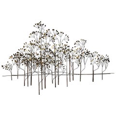 Curtis Jere Large Midcentury Hanging Wall Forest Sculpture "The Elms", 1973