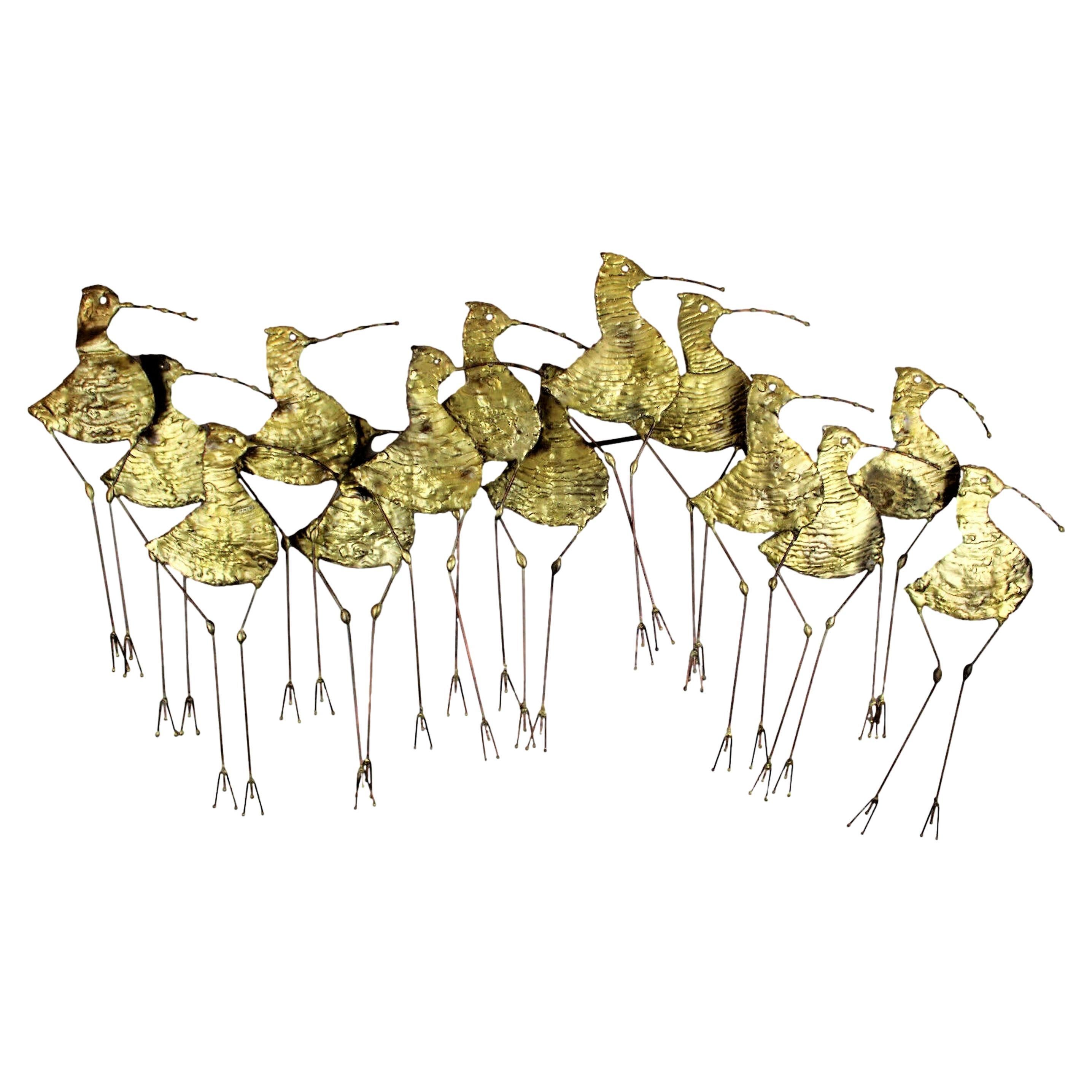 Curtis Jere Sandpipers Birds Large Metal Wall Sculpture For Sale