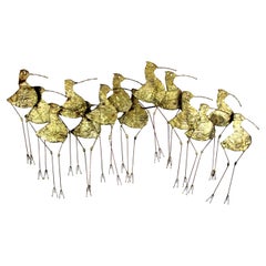 Retro Curtis Jere Sandpipers Birds Large Metal Wall Sculpture