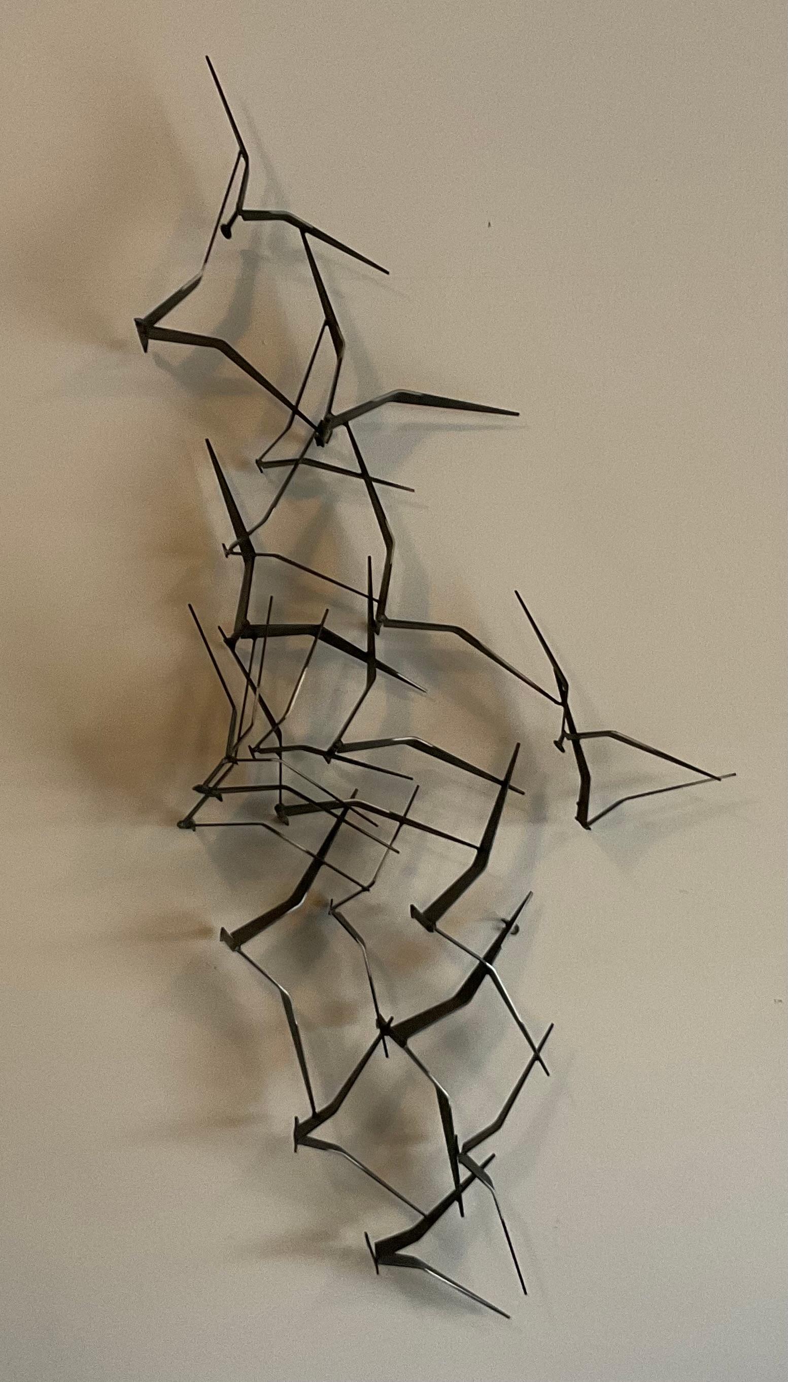 Curtis Jere LARGE Signed and dated 1969 flying birds Wall Sculpture abstract Art. This piece can hang ar several different angles and looks amazing no matter which direction you choose. 