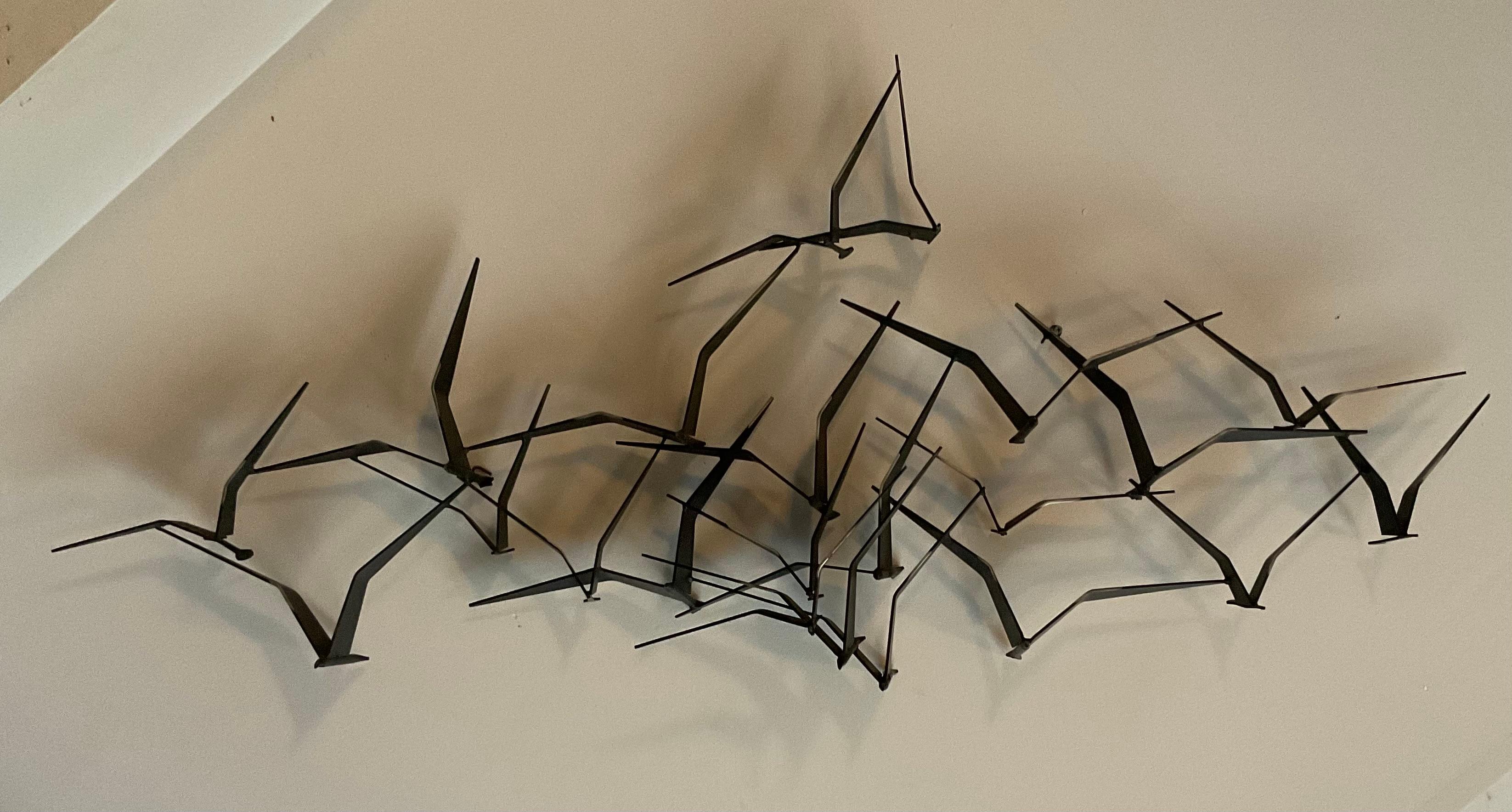 Curtis Jere LARGE Signed and dated 1969 flying birds Wall Sculpture abstract  In Good Condition In Ann Arbor, MI