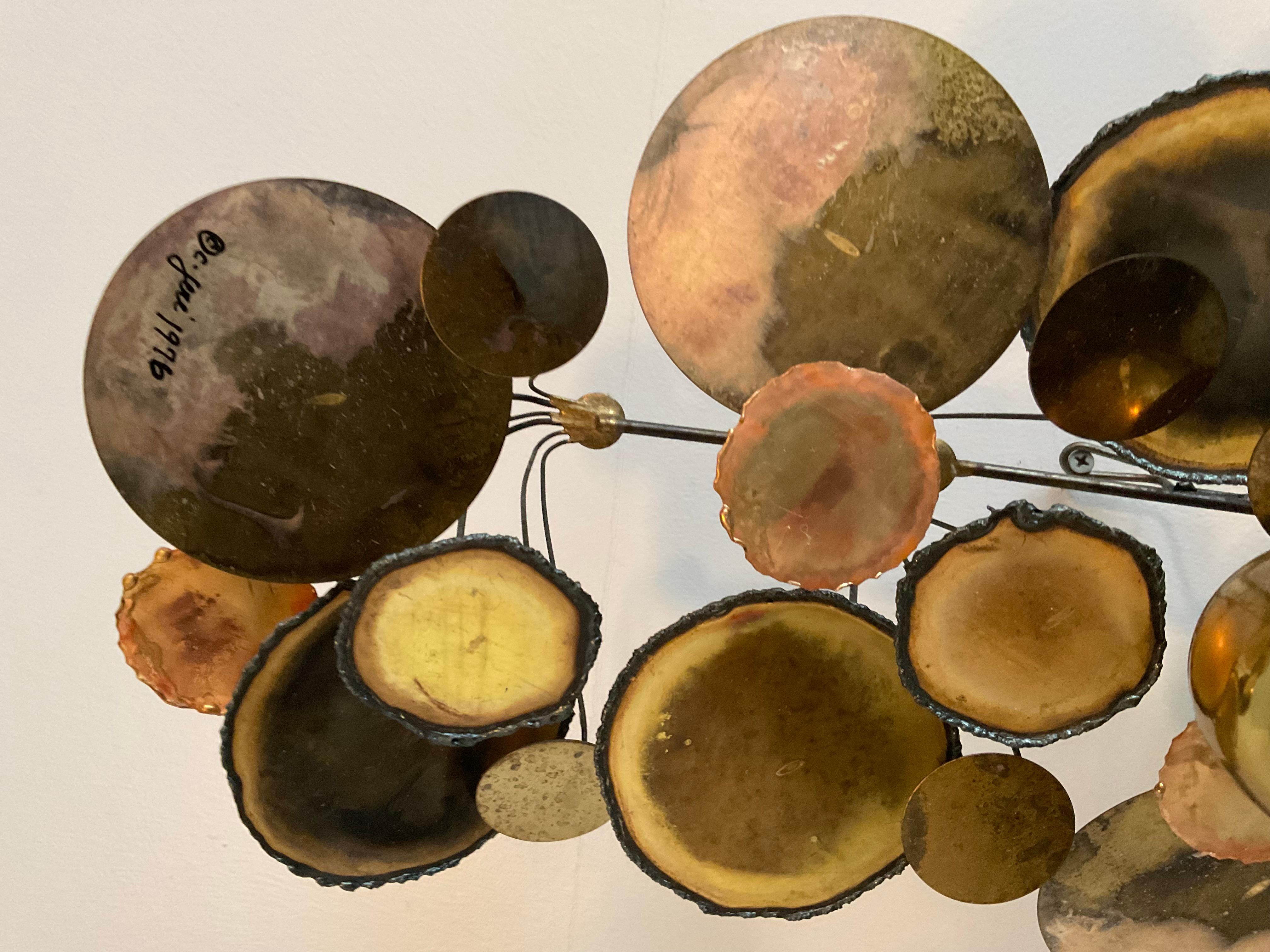 Curtis Jere LARGE Signed and dated 1976 Early Raindrops Wall Sculpture abstract Design that can be displayed in multiple directions. 