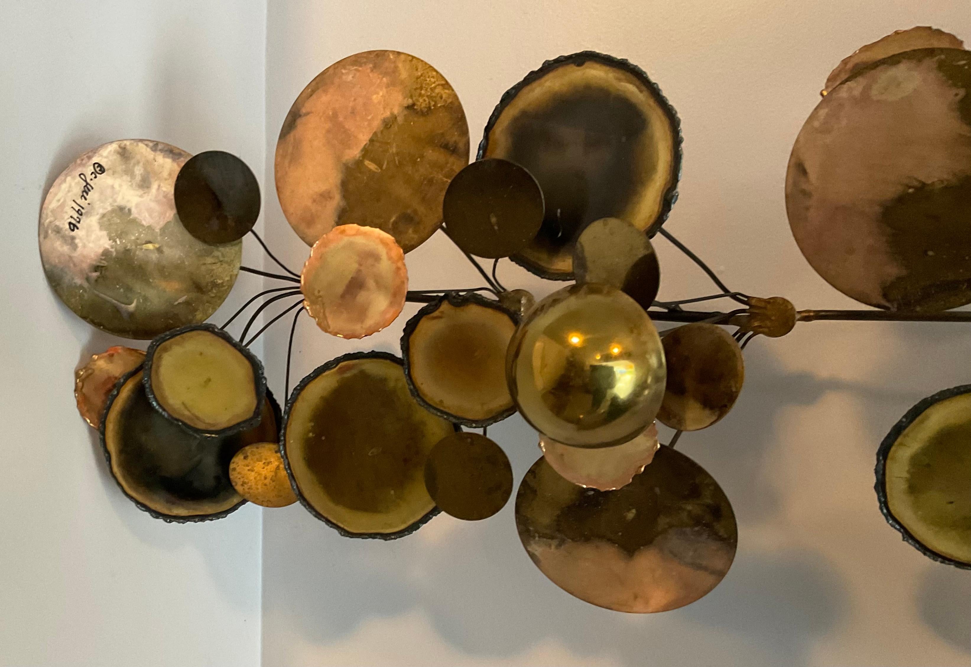 American Curtis Jere LARGE Signed and dated 1976 Early Raindrops Wall Sculpture abstract