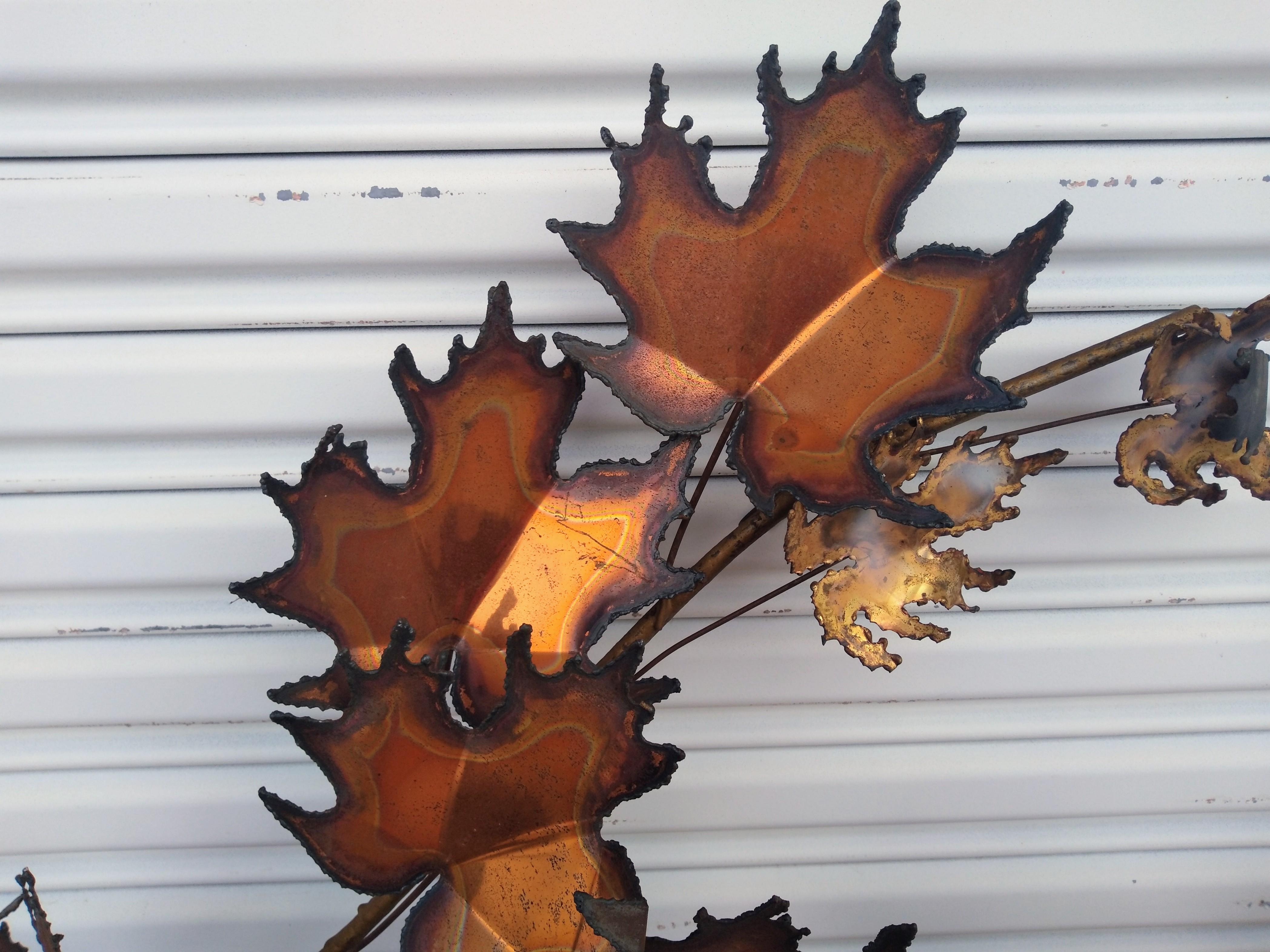 Mid-Century Modern Curtis Jere Maple Leaf Wall Hanging Sculpture For Sale