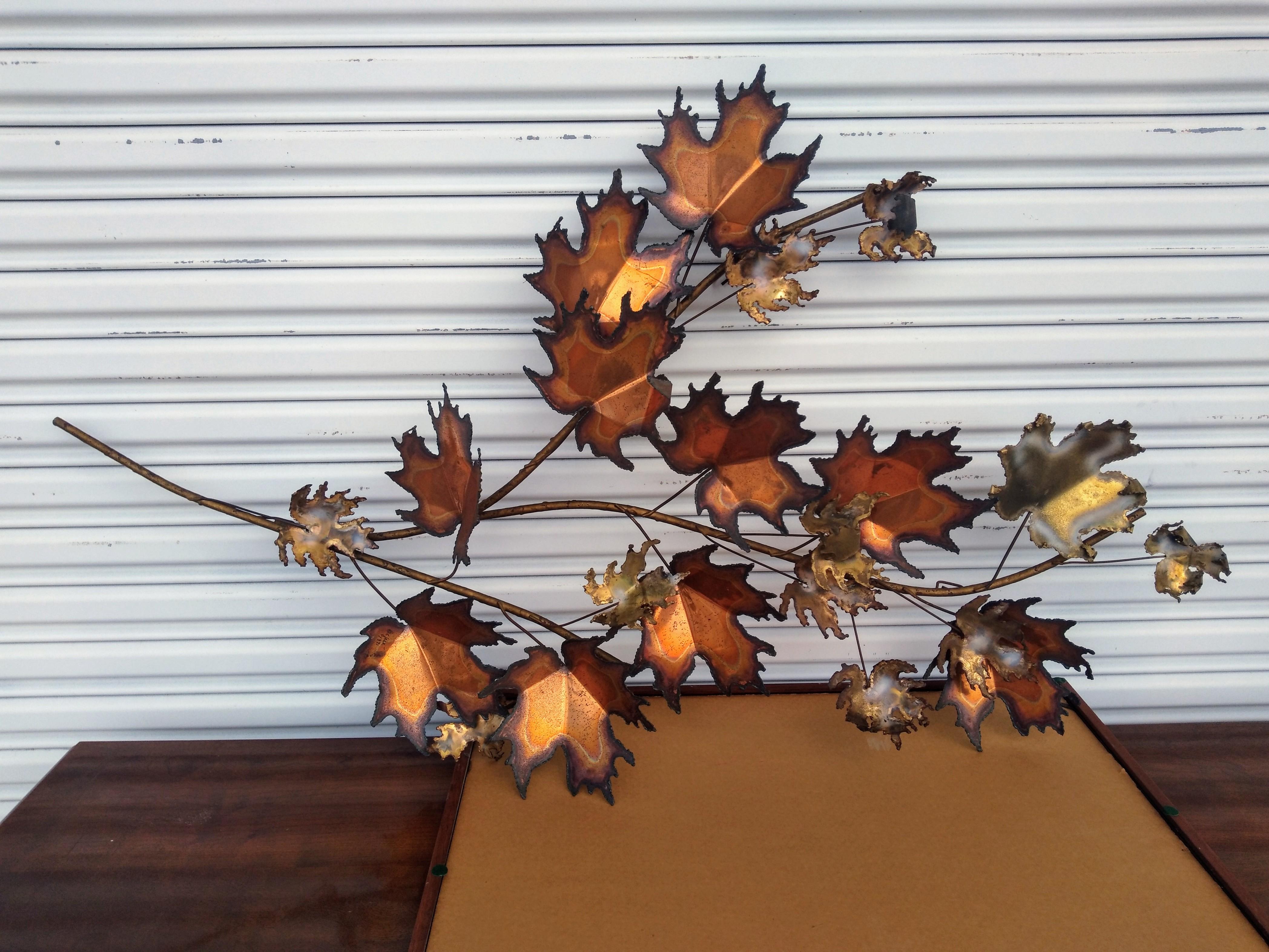 Curtis Jere Maple Leaf Wall Hanging Sculpture In Good Condition For Sale In Pasadena, TX