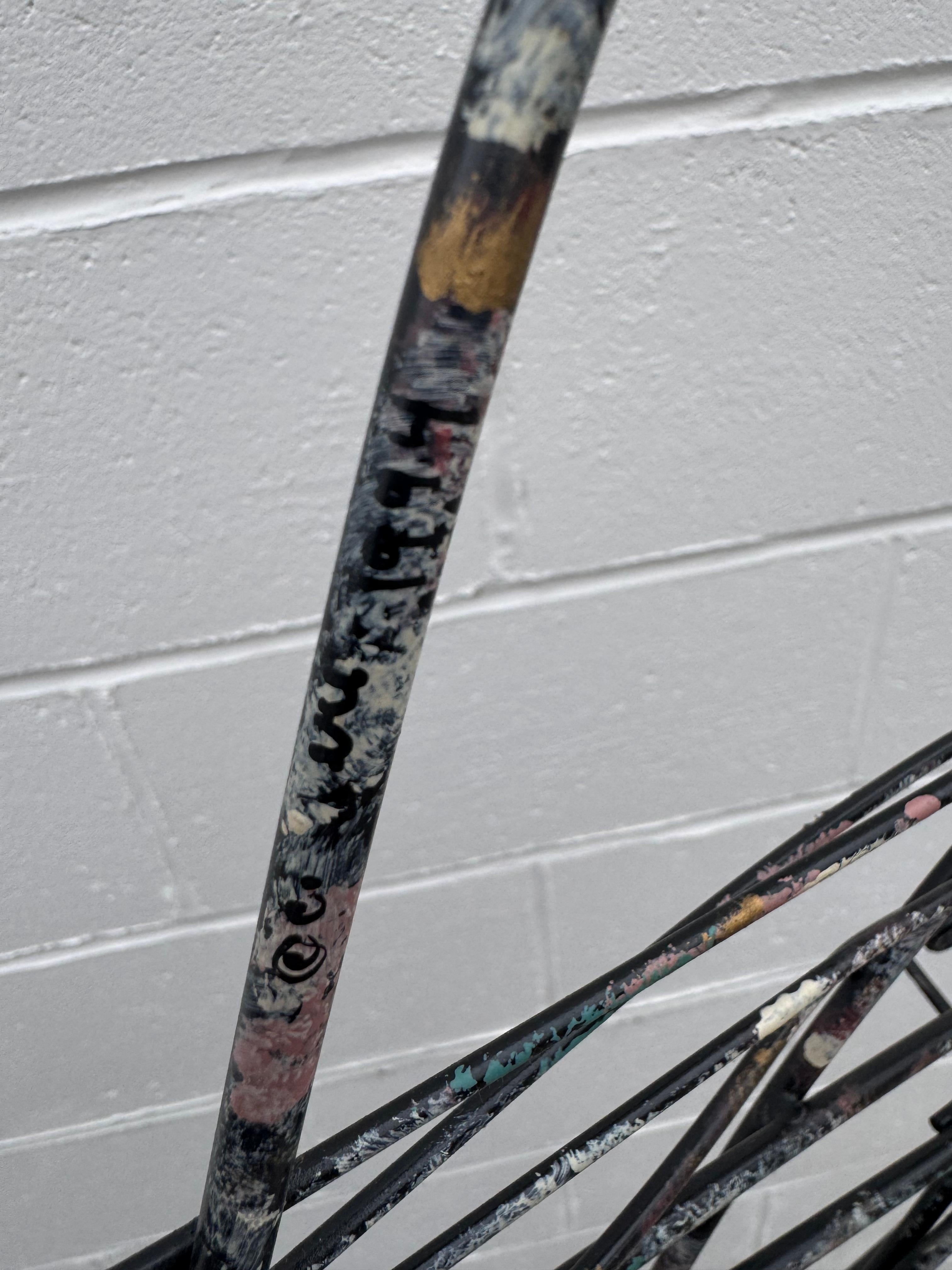 Curtis Jeré MCM Abstract Iron Rod Wire Wall Sculpture Applied Multi-Color Paint in vendita 6