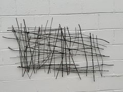 Curtis Jeré MCM Abstract Iron Rod Wire Wall Sculpture Applied Multi-Color Paint