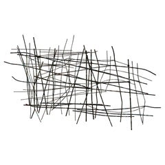Curtis Jeré MCM Abstract Iron Rod Wire Wall Sculpture Applied Multi-Color Paint