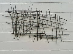 Curtis Jeré MCM Abstract Iron Rod Wire Wall Sculpture Applied Multi-Color Paint