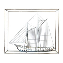 Curtis Jeré Metal Clipper Ship Sculpture In A Box, Signed