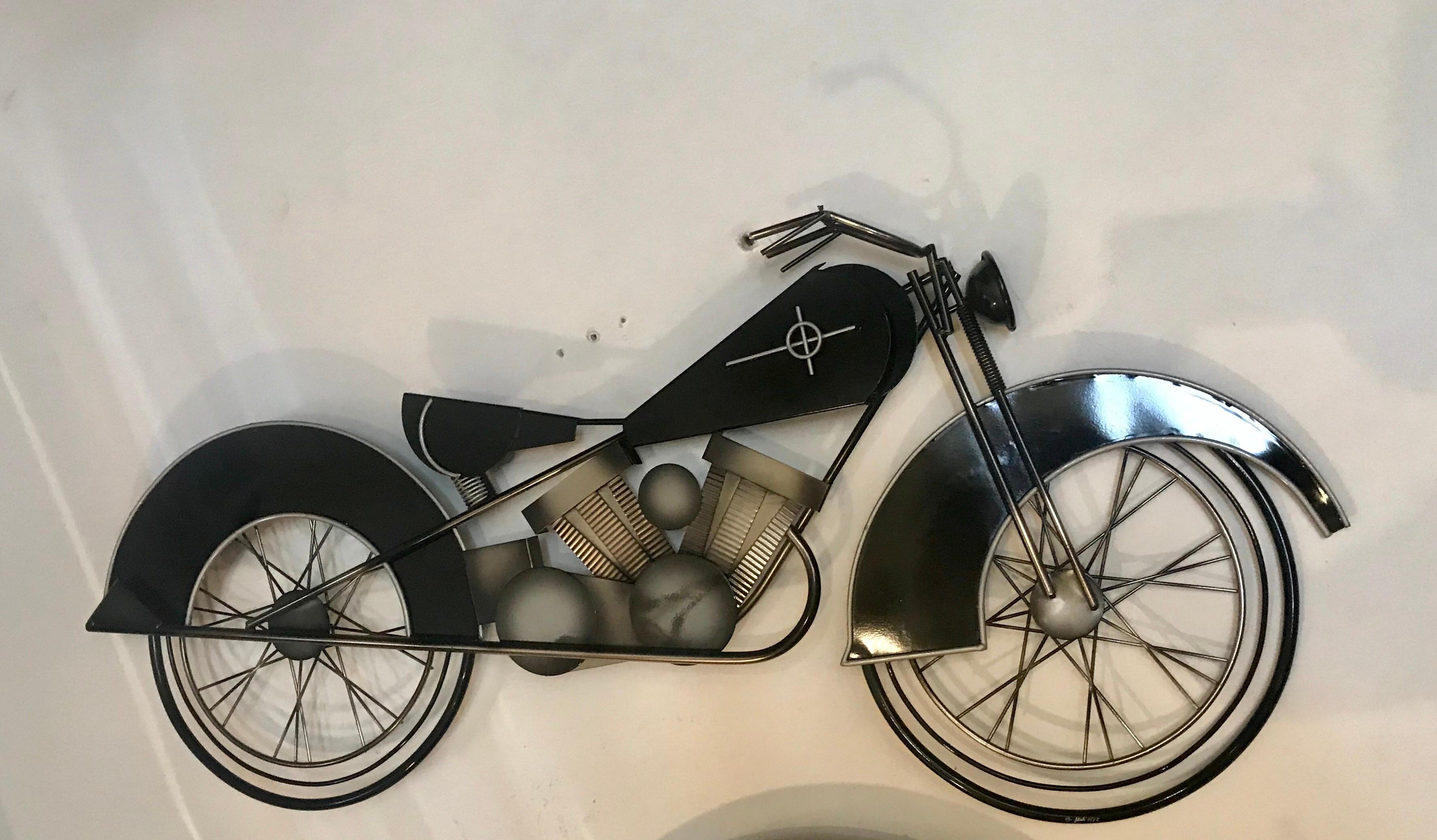 metal motorcycle sculpture