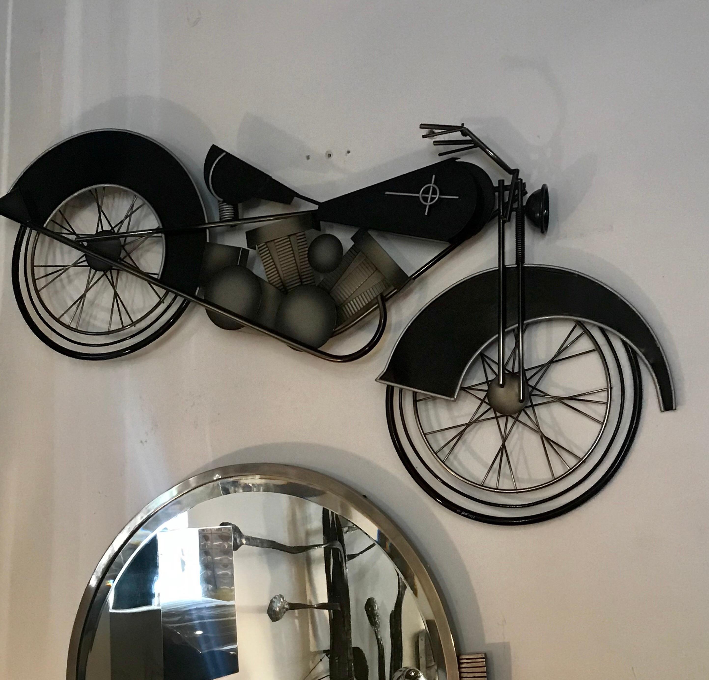 20th Century Curtis Jere Metal Motorcycle Wall Art Sculpture