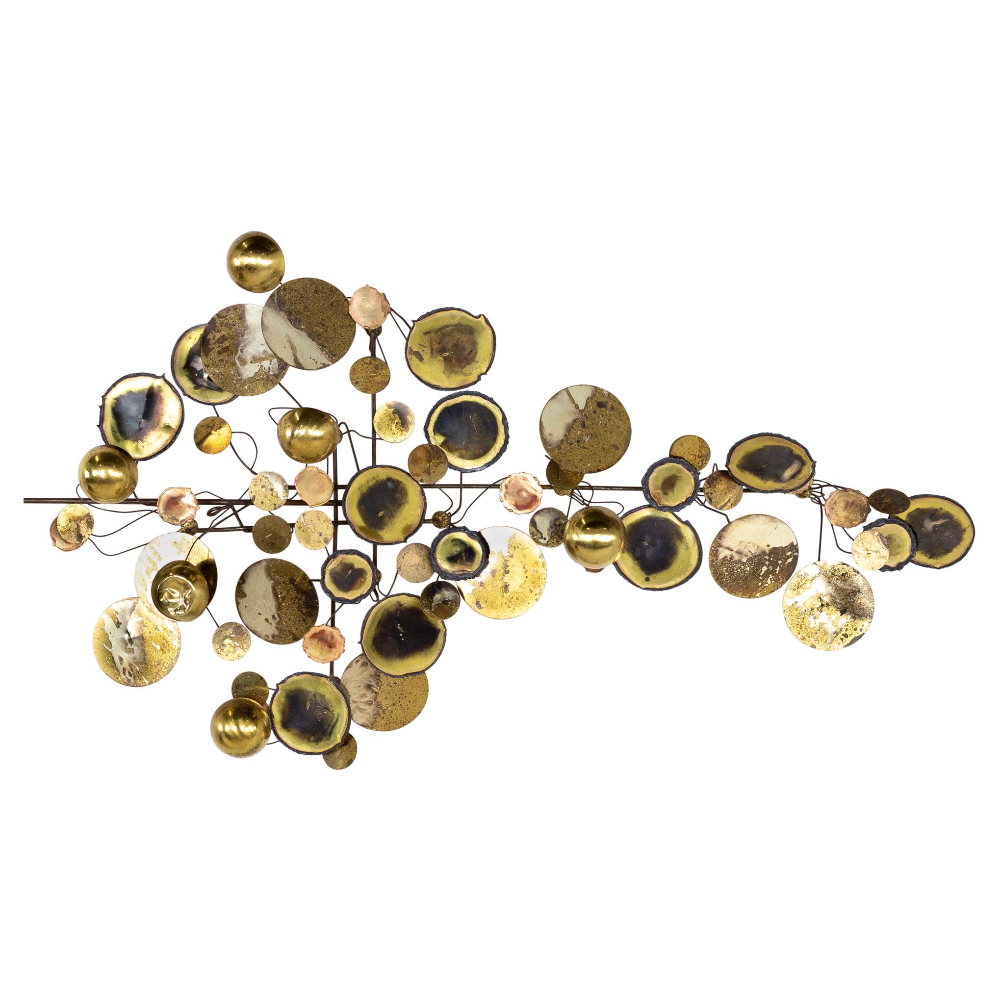 A Mid Century Brass and Copper Wall Sculpture Attributed to Curtis Jere