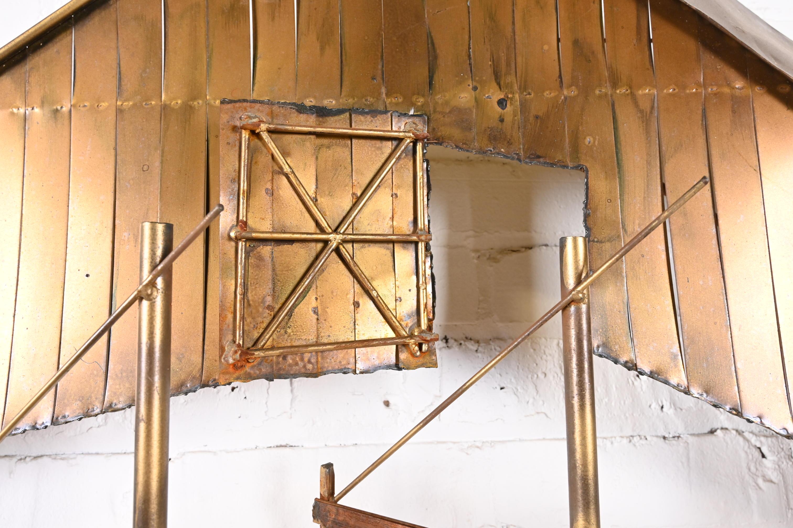 Curtis Jere Mid-Century Brutalist Barn Landscape Wall-Mounted Metal Sculpture 4