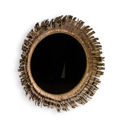 Curtis Jere Mid Century Brutalist Copper and Brass Eyelash Mirror
