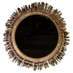 Curtis Jere Miroir en cuivre et laiton brutaliste du milieu du siècle