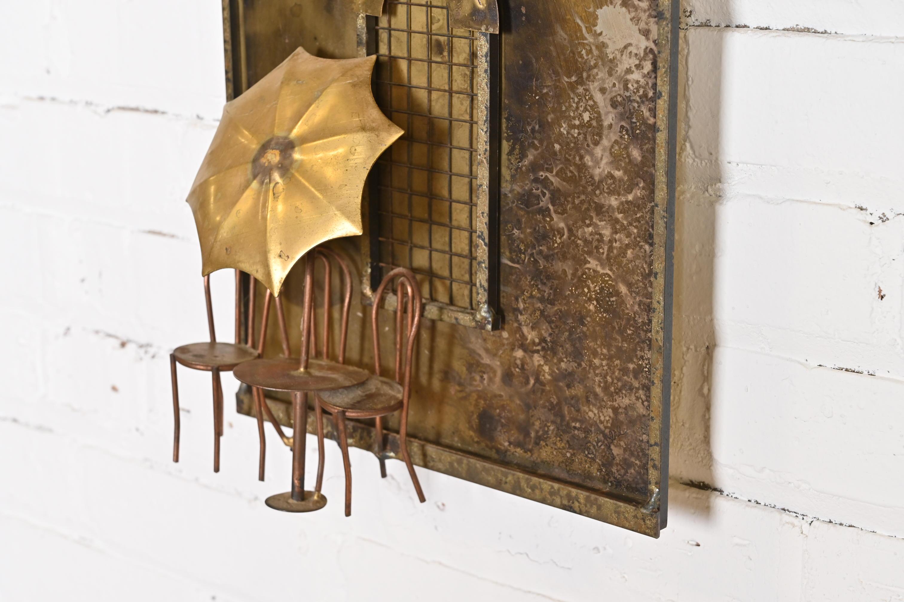 Curtis Jere Mid-Century Brutalist Parisian Cafe Wall-Mounted Metal Sculpture For Sale 4