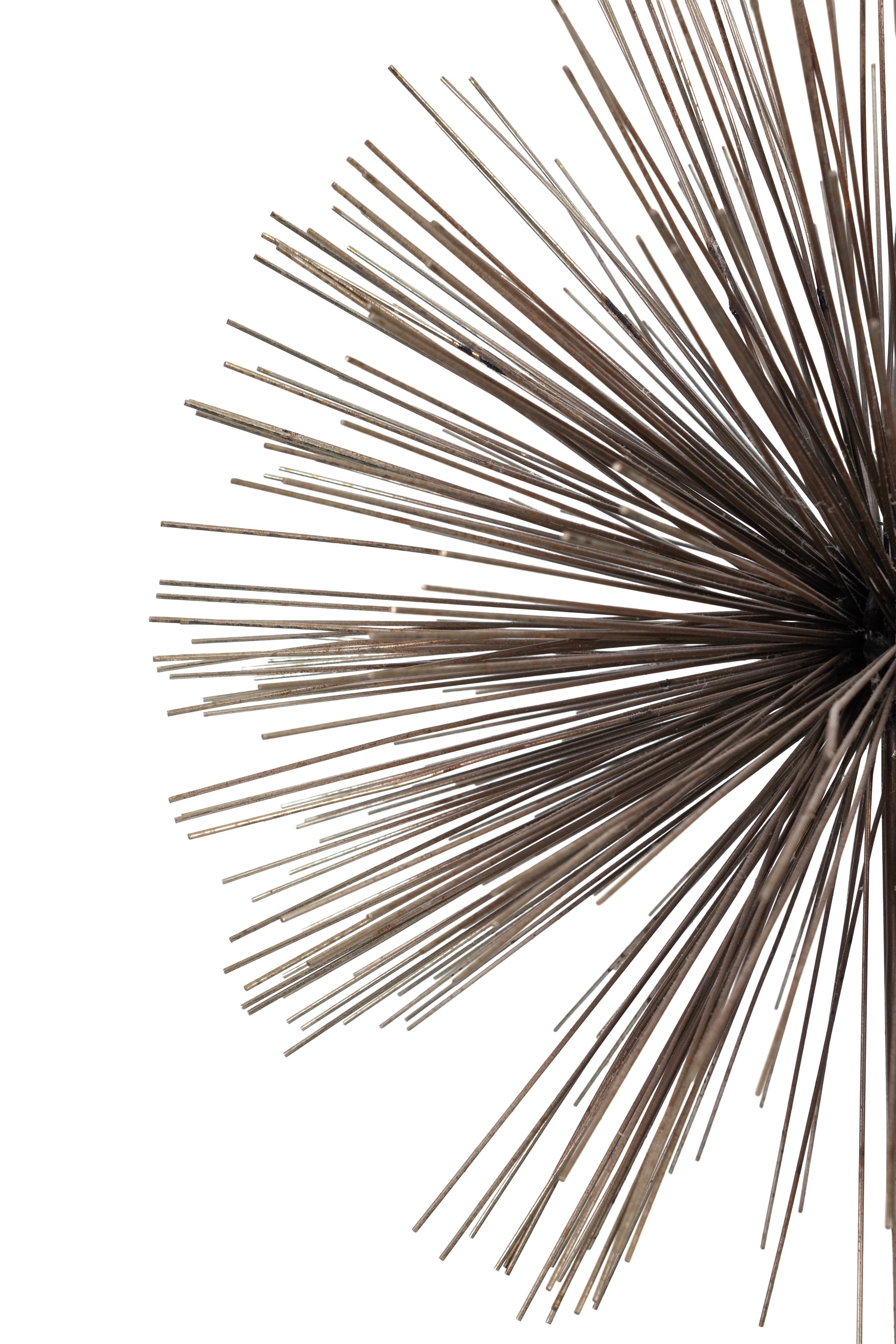 Modern Curtis Jere Mid Century Dandelion Burst Sculpture On Square Onyx Base For Sale