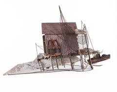 Curtis Jere Mid Century Fishing Village Metal Sculpture