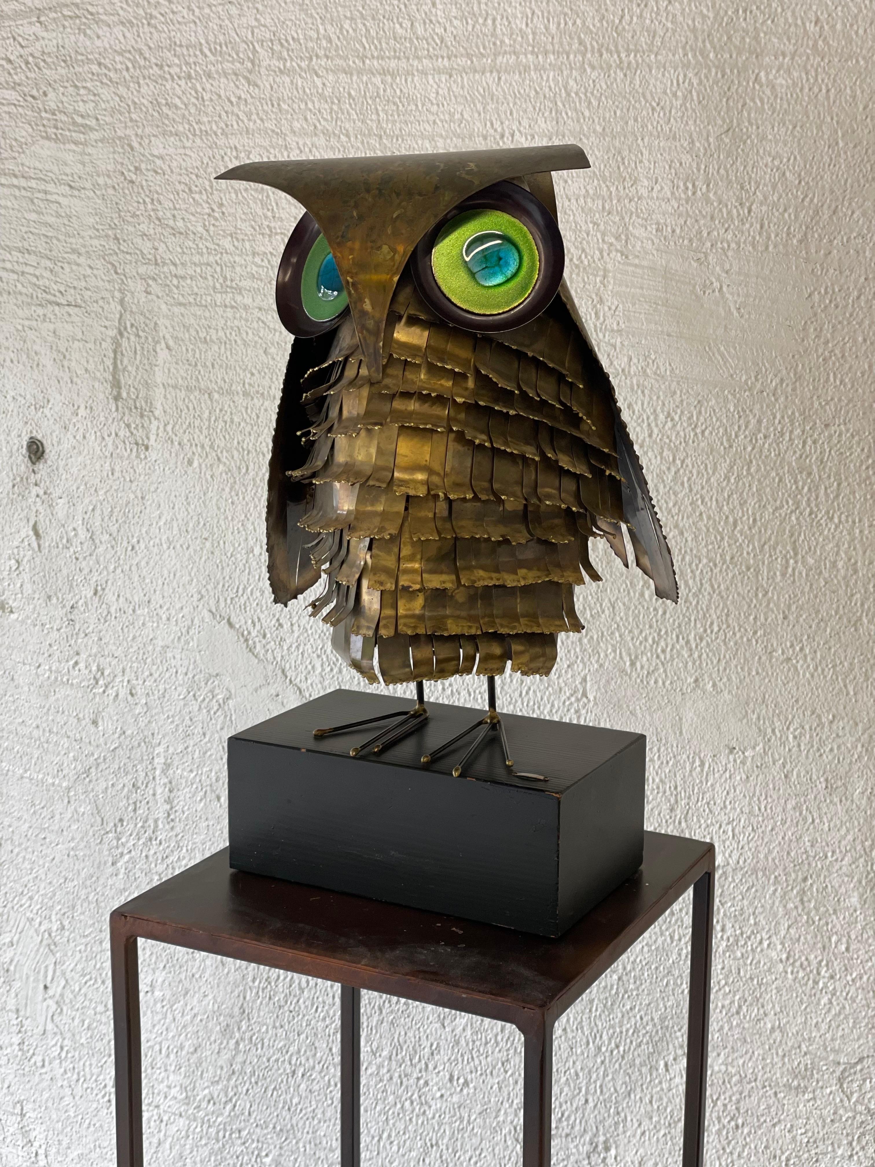 Large Brass Owl Sculpture by Curtis Jere, 1968 9