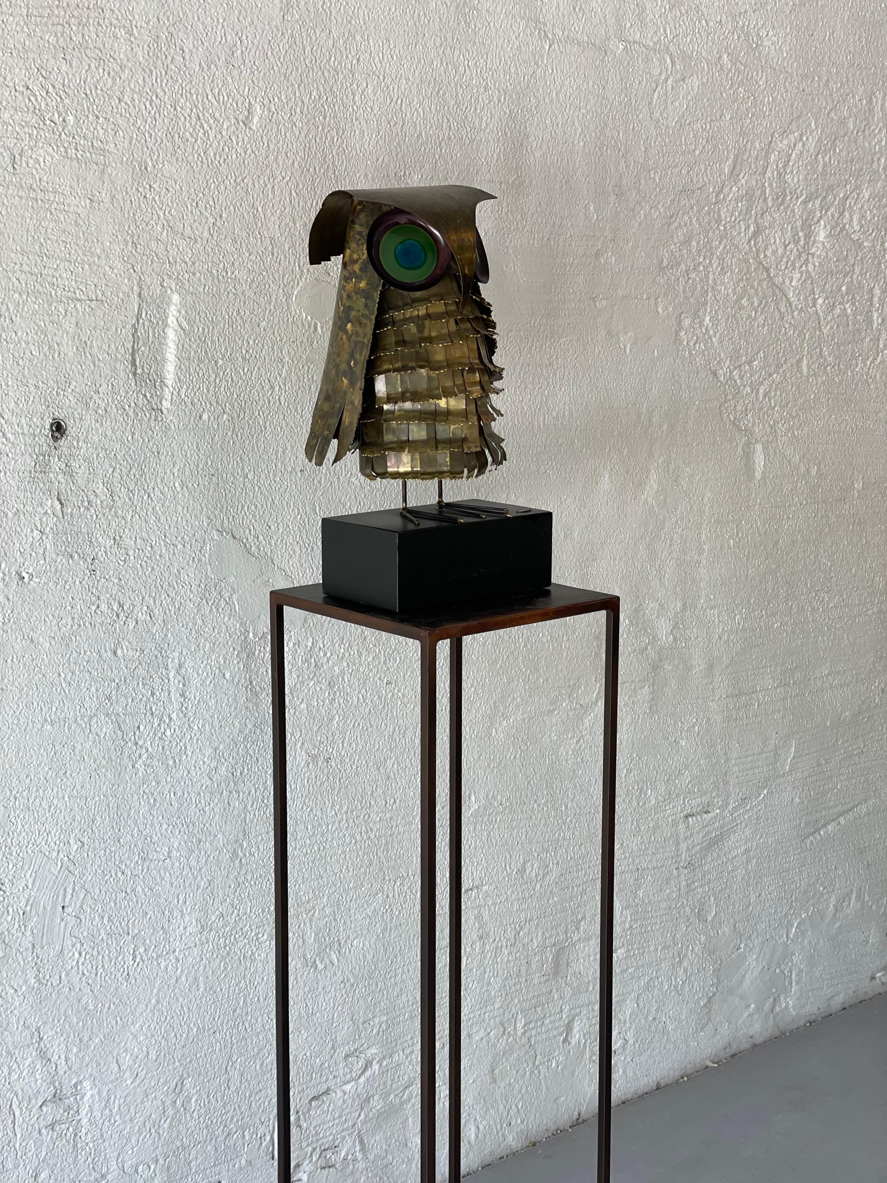 Large Brass Owl Sculpture by Curtis Jere, 1968 In Good Condition In Bergen, NO