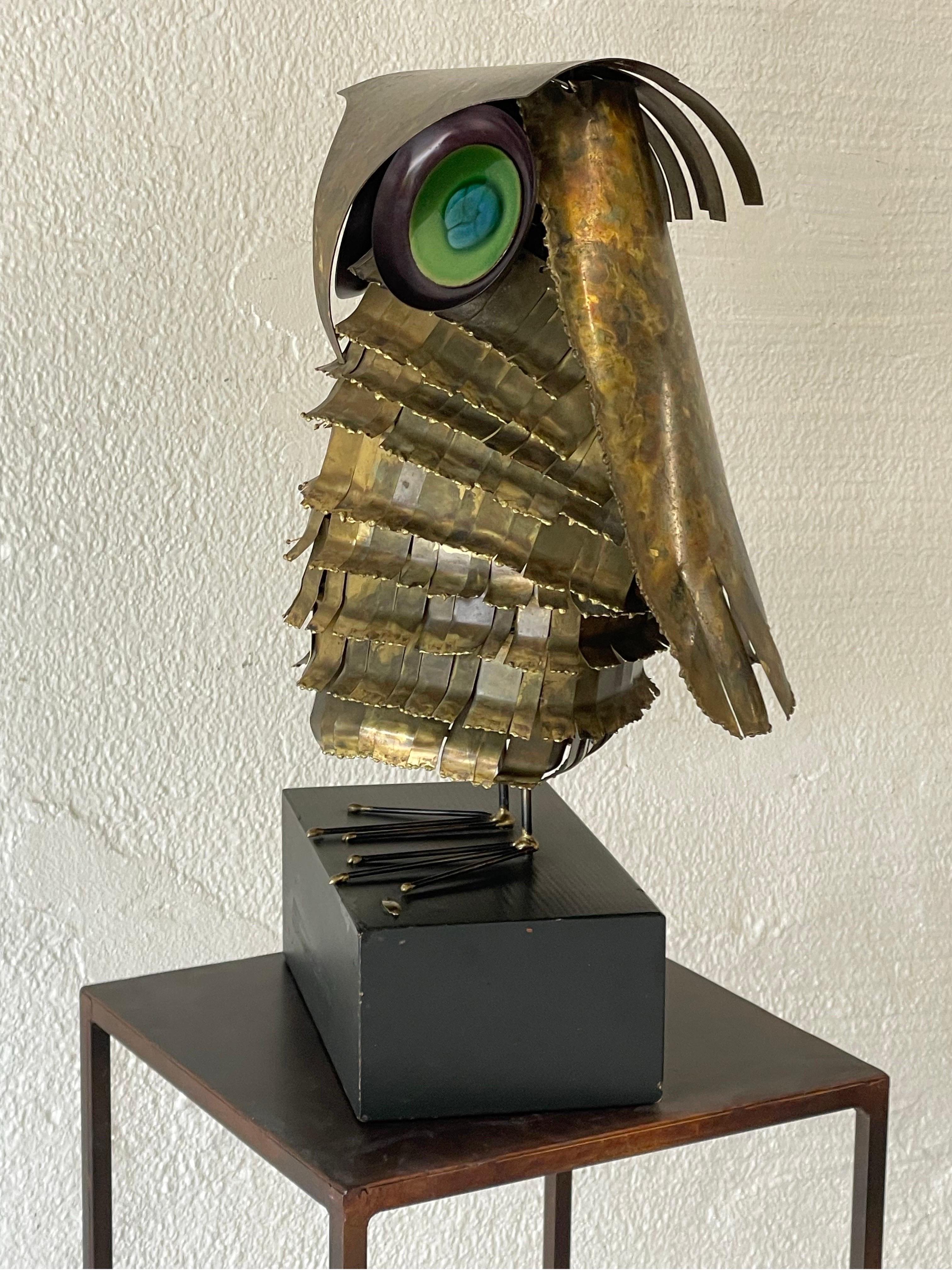 Mid-20th Century Large Brass Owl Sculpture by Curtis Jere, 1968