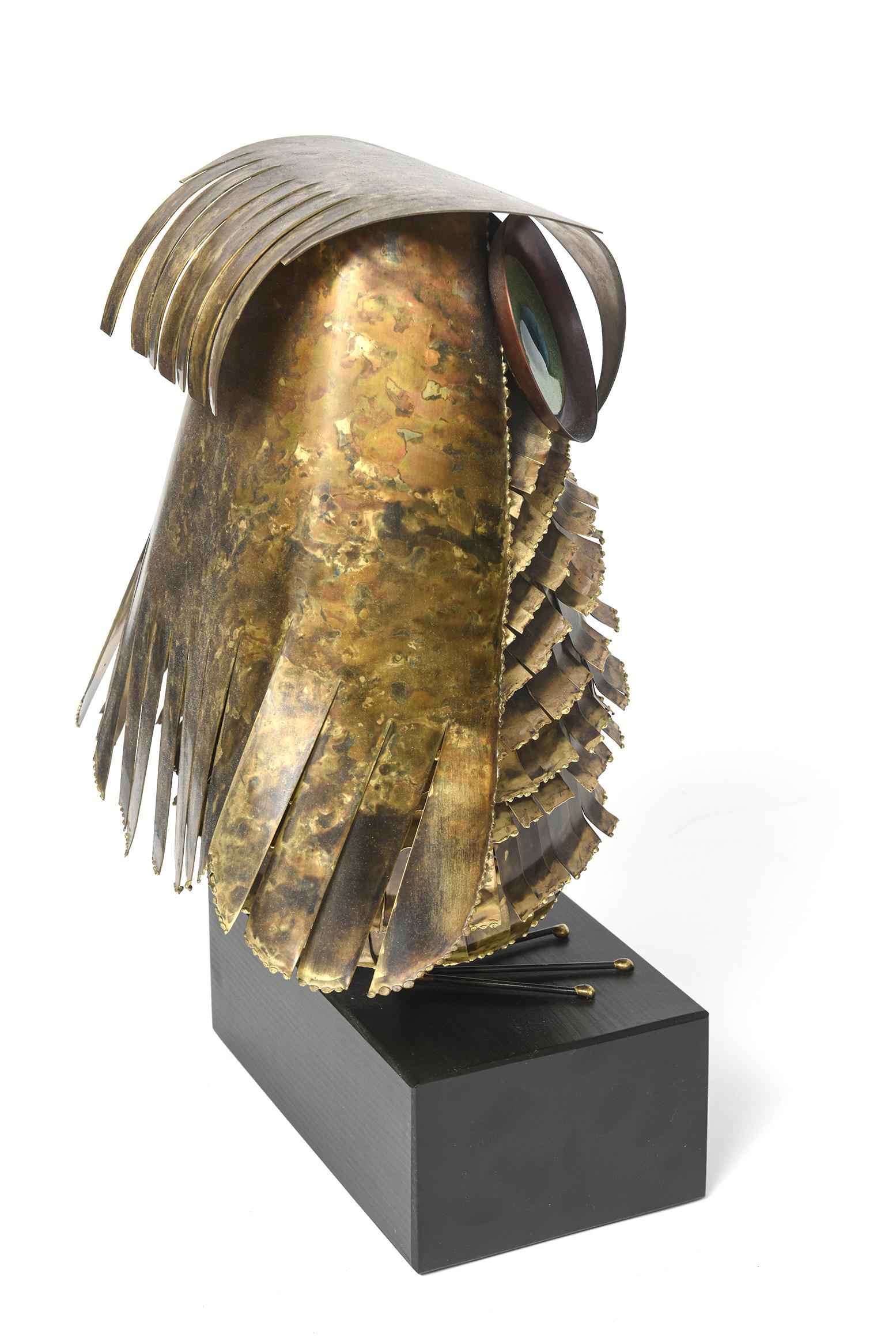 Curtis Jere Mid-Century Large Metal Owl Sculpture In Good Condition In Miami Beach, FL