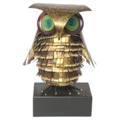 Vintage Curtis Jere Mid-Century Large Metal Owl Sculpture