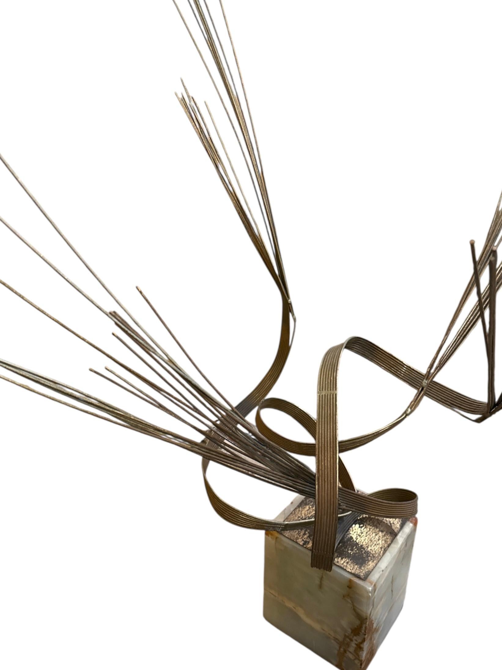 Curtis Jere Mid Century Modern Brass Sculpture With Marble Base In Good Condition For Sale In Pasadena, CA