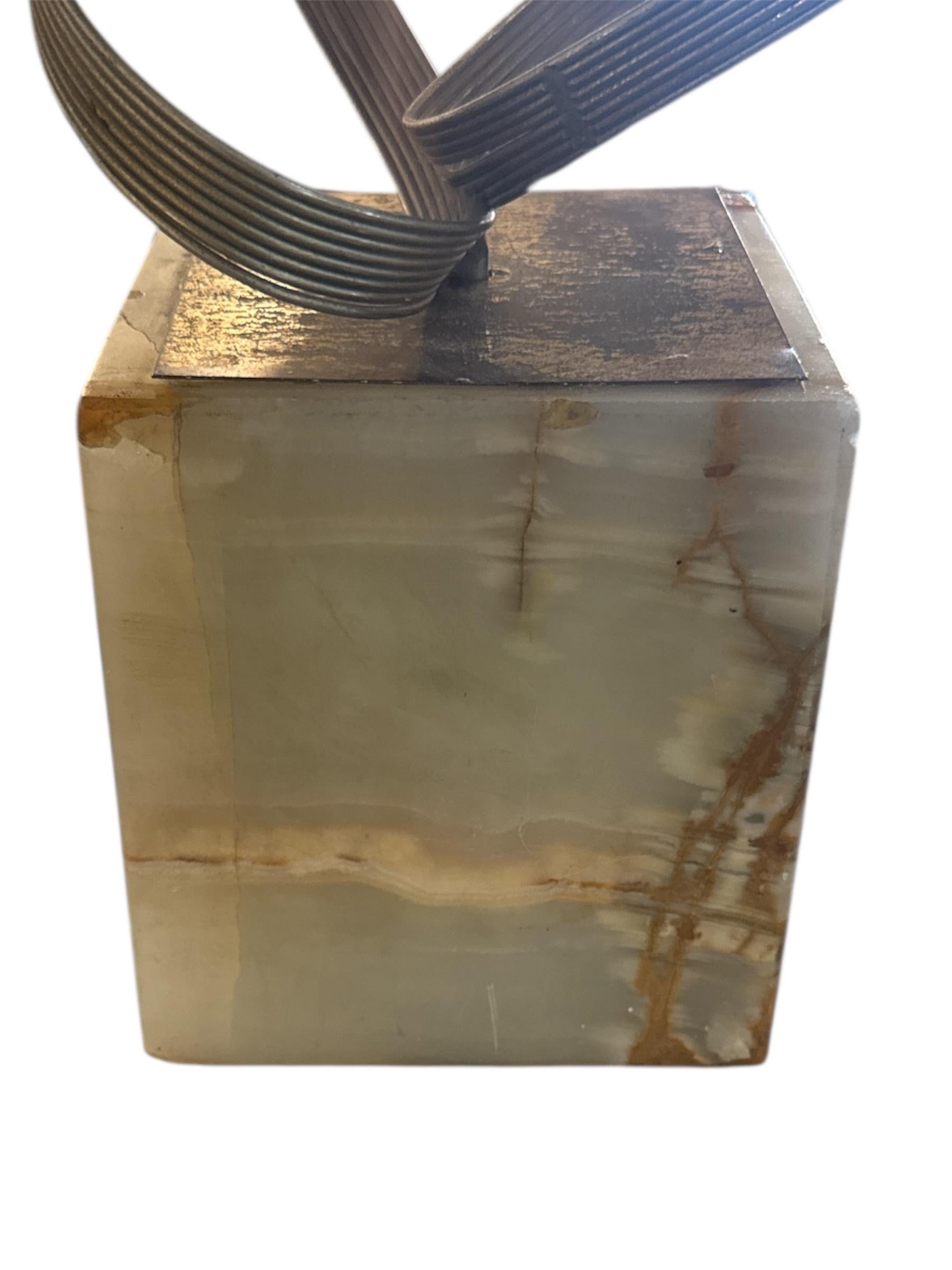 Curtis Jere Mid Century Modern Brass Sculpture With Marble Base For Sale 1