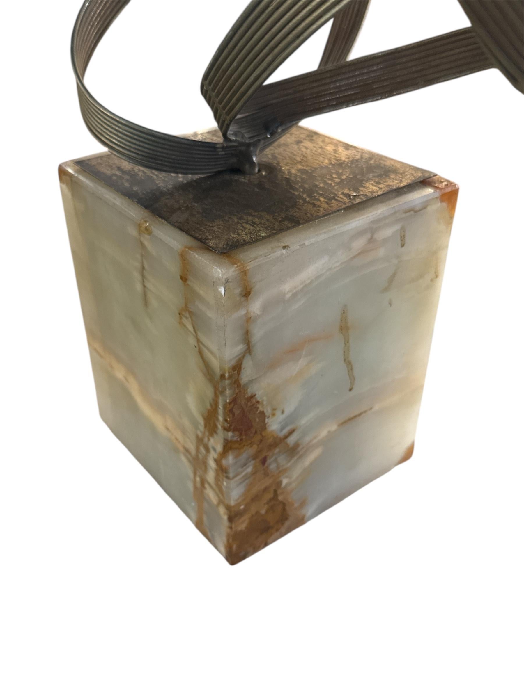 Curtis Jere Mid Century Modern Brass Sculpture With Marble Base For Sale 2