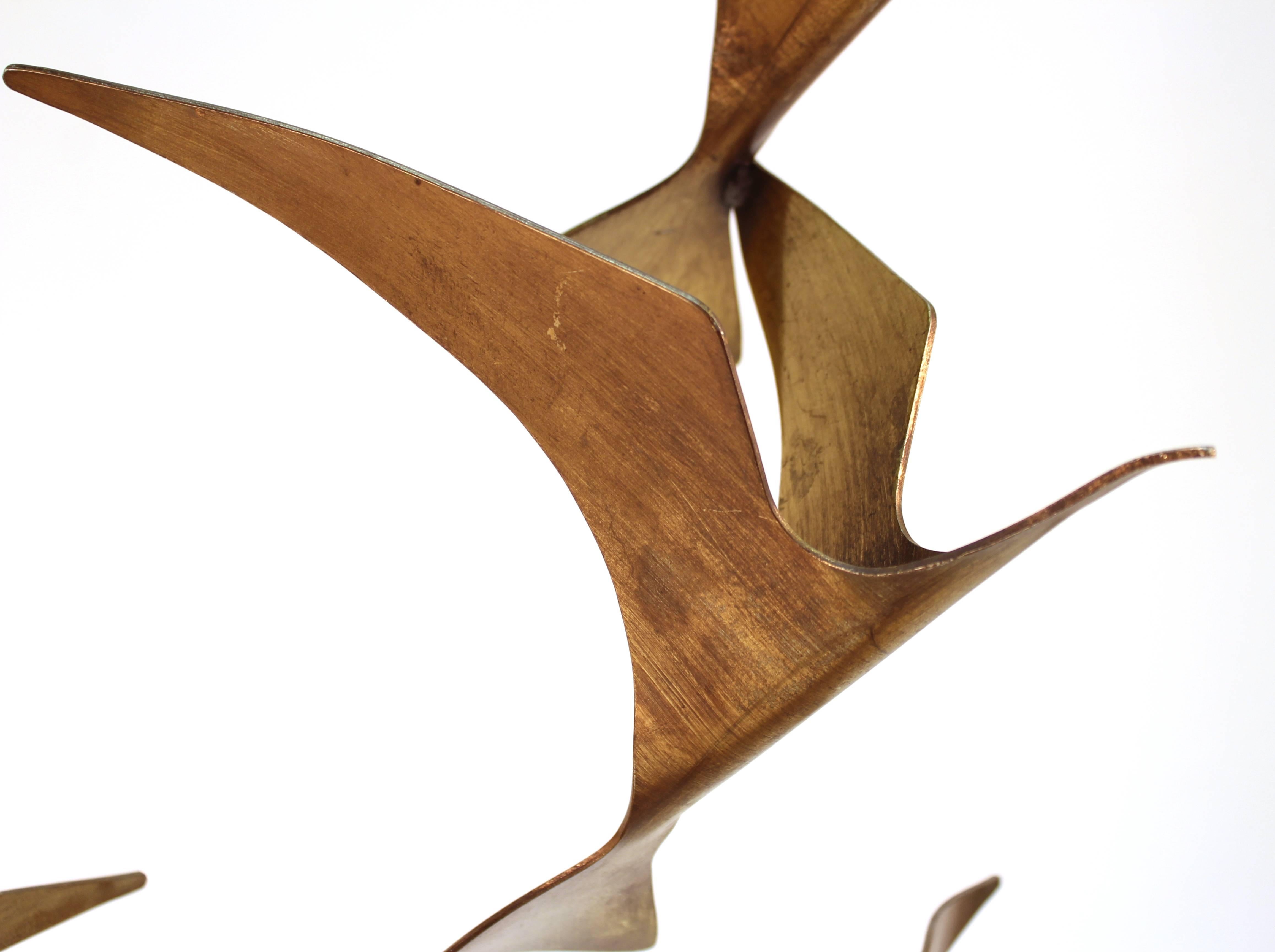 Curtis Jere Mid-Century Modern Brass Seagull Sculpture on Onyx Base 2