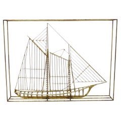 Curtis Jere Mid Century Modern Clipper Ship Large Metal 3D Sailboat Sculpture