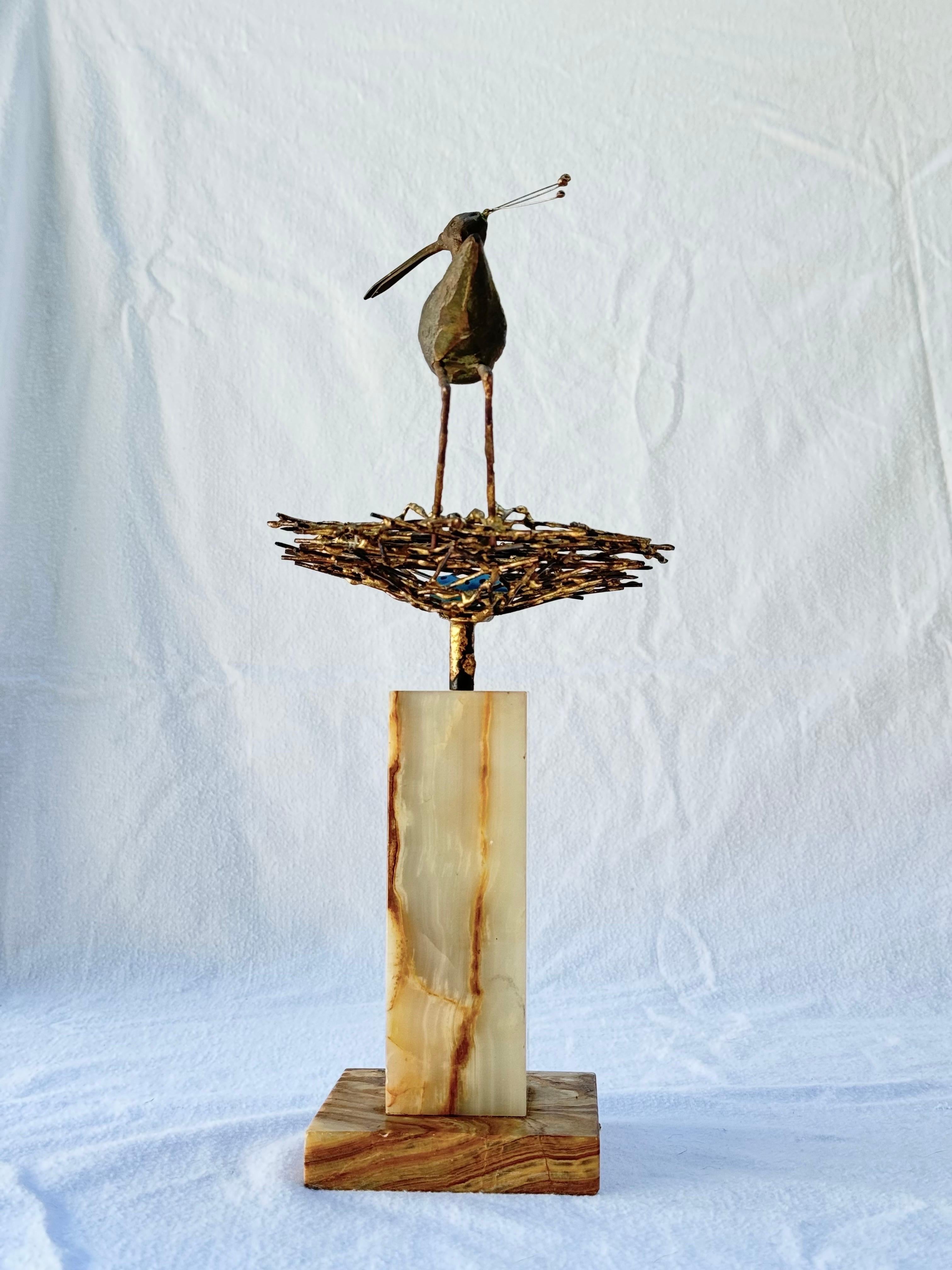 Sculpture de plongeur avec nid du milieu du siècle dernier de Curtis Jere Bon état - En vente à Redding, CT