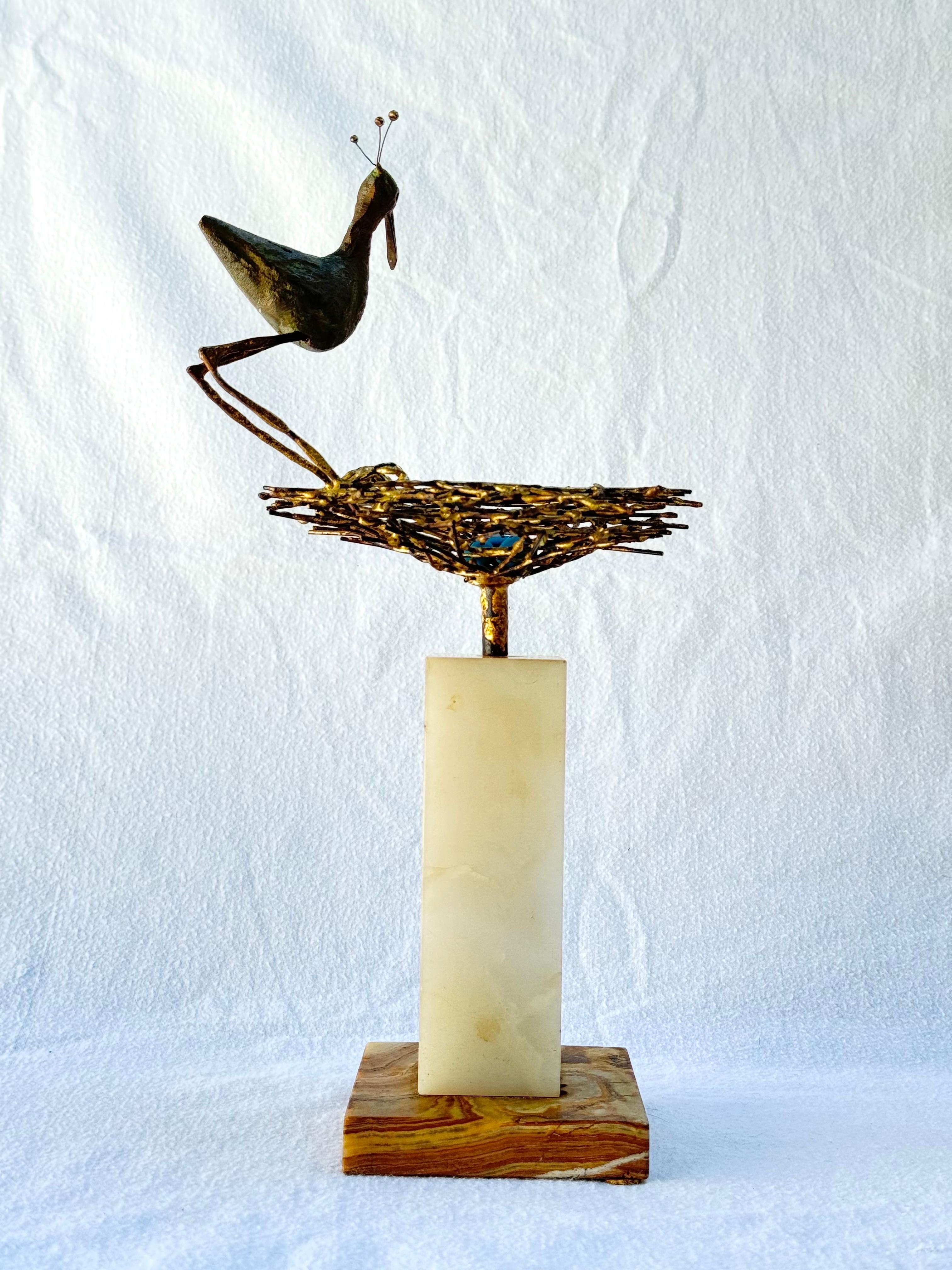 Sculpture de plongeur avec nid du milieu du siècle dernier de Curtis Jere en vente 1