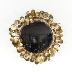 Curtis Jere Mid Century Signed Raindrops Brutalist Metal Wall Mirror