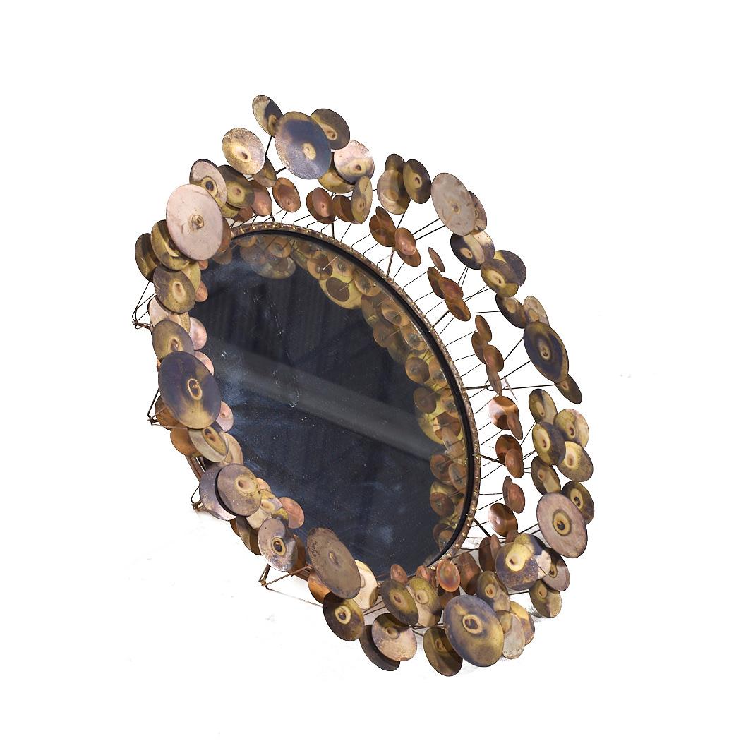 Curtis Jere Mid Century Signed Raindrops Brutalist Metal Wall Mirror

This mirror measures: 31 wide x 6 deep x 31 inches high

We take our photos in a controlled lighting studio to show as much detail as possible. We do not photoshop out