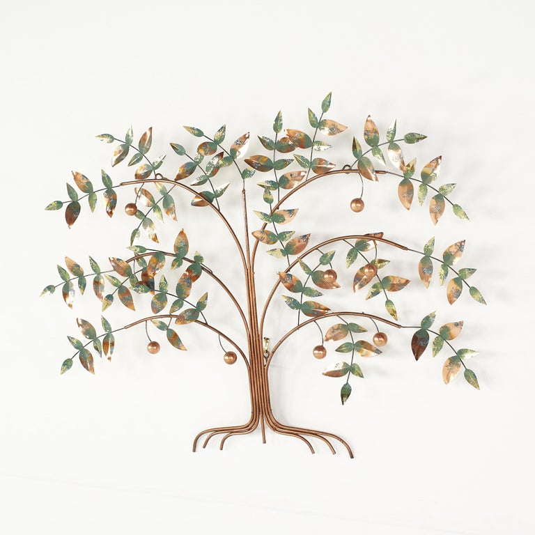 Mid-Century Modern Curtis Jere Mid Century Tree of Life Brass Wall Sculpture For Sale