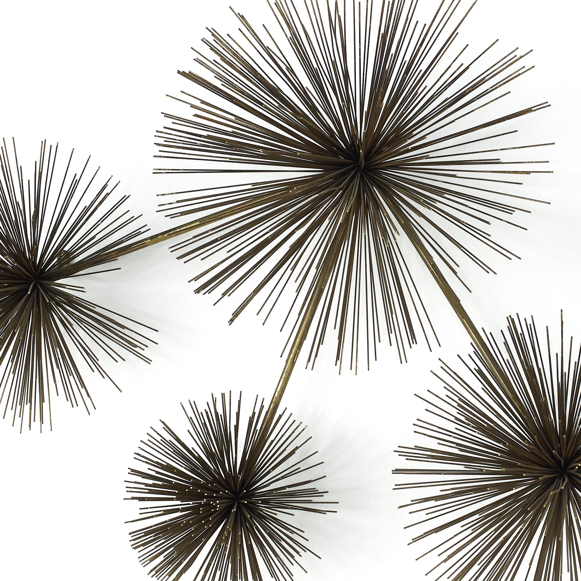 American Curtis Jere Midcentury Urchin Brass Wall Sculpture For Sale